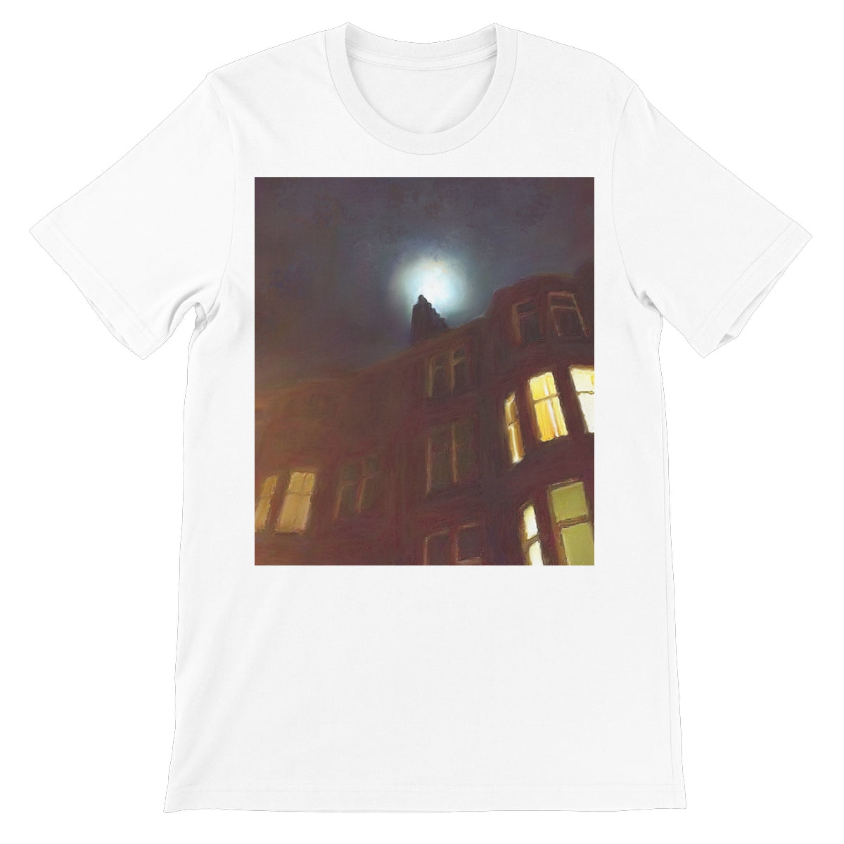 A Moonlit Tenement Unisex Short Sleeve T-Shirt | Scottish Art Gifts