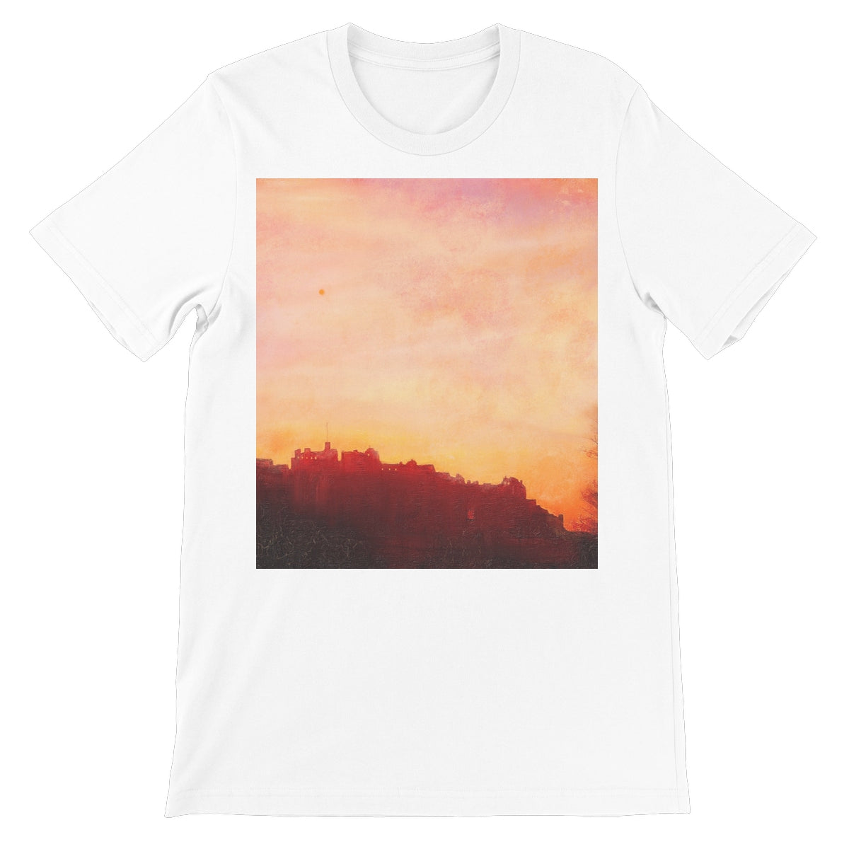 Edinburgh Castle Sunset Unisex Short Sleeve T-Shirt | Scottish Art Gifts