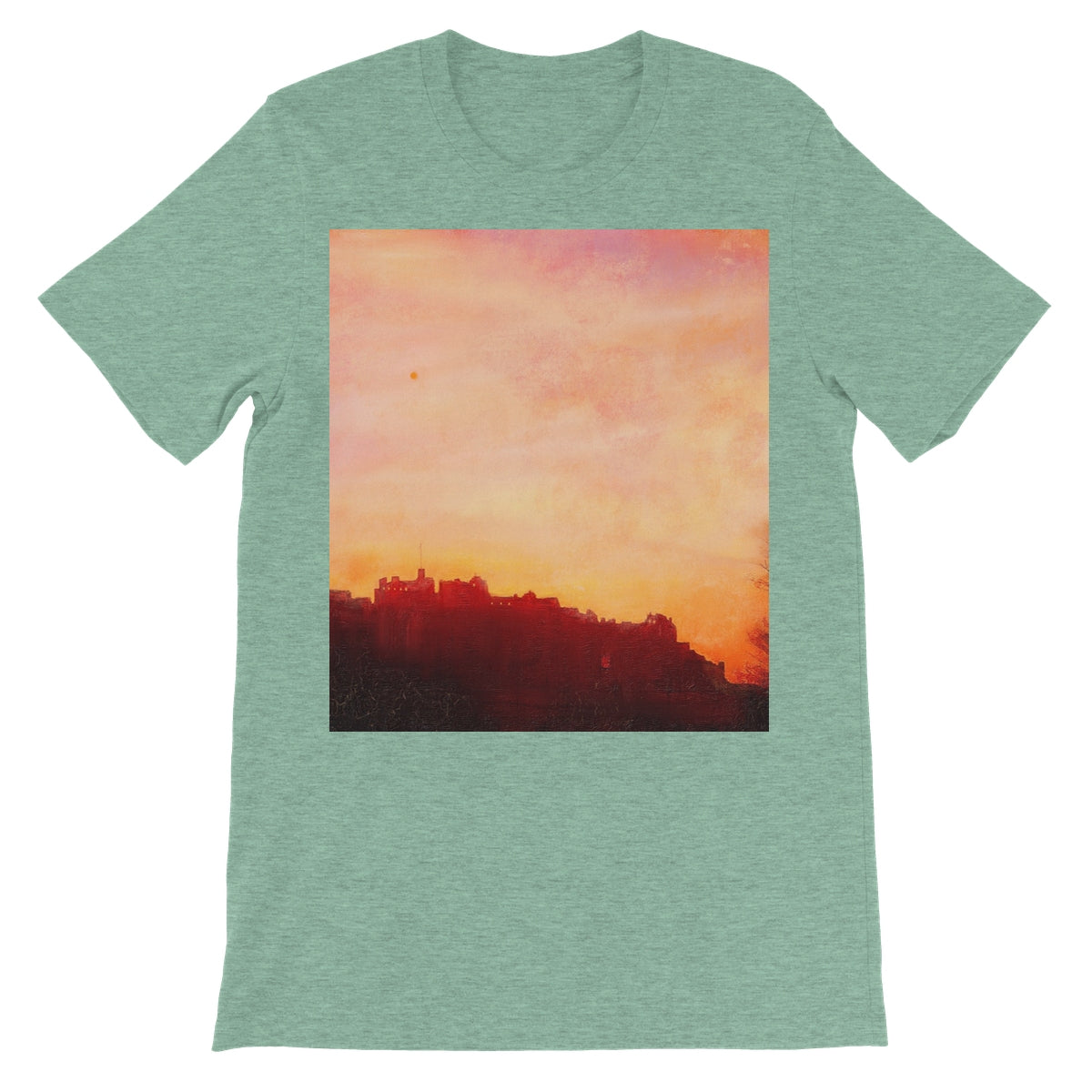 Edinburgh Castle Sunset Unisex Short Sleeve T-Shirt | Scottish Art Gifts