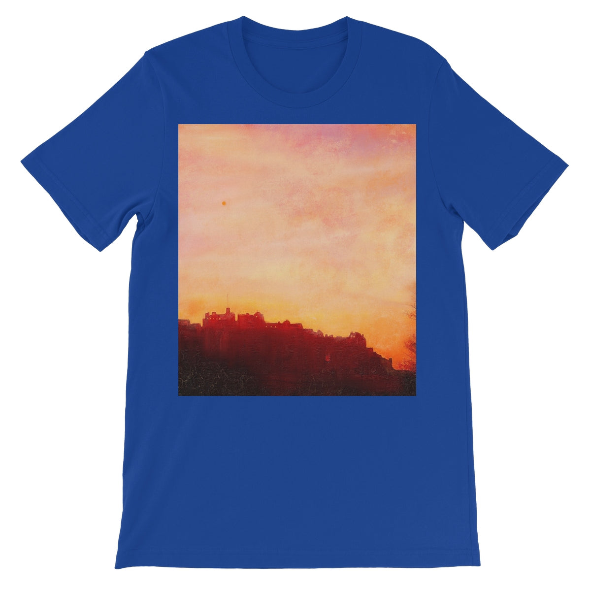 Edinburgh Castle Sunset Unisex Short Sleeve T-Shirt | Scottish Art Gifts