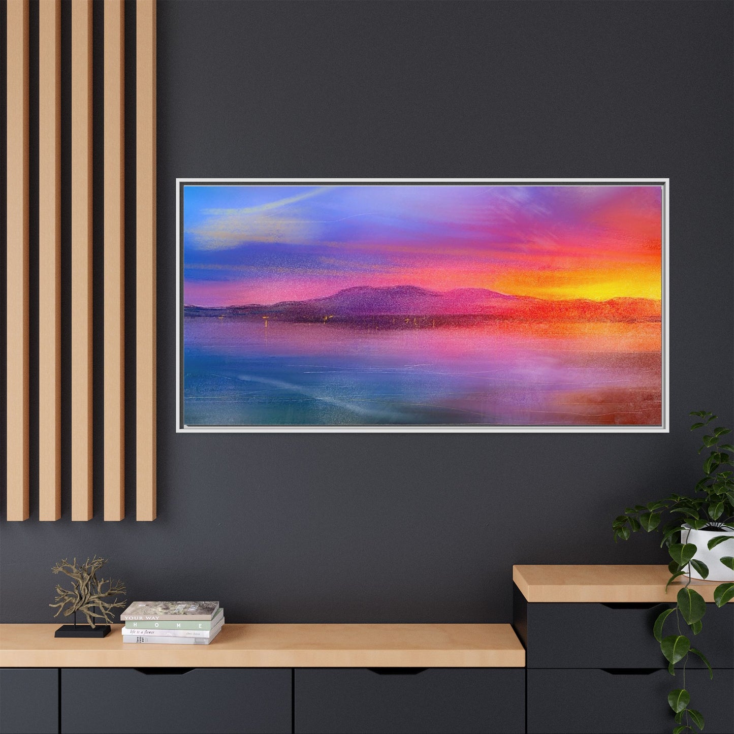 Arran Sunset Framed Panoramic Canvas Art