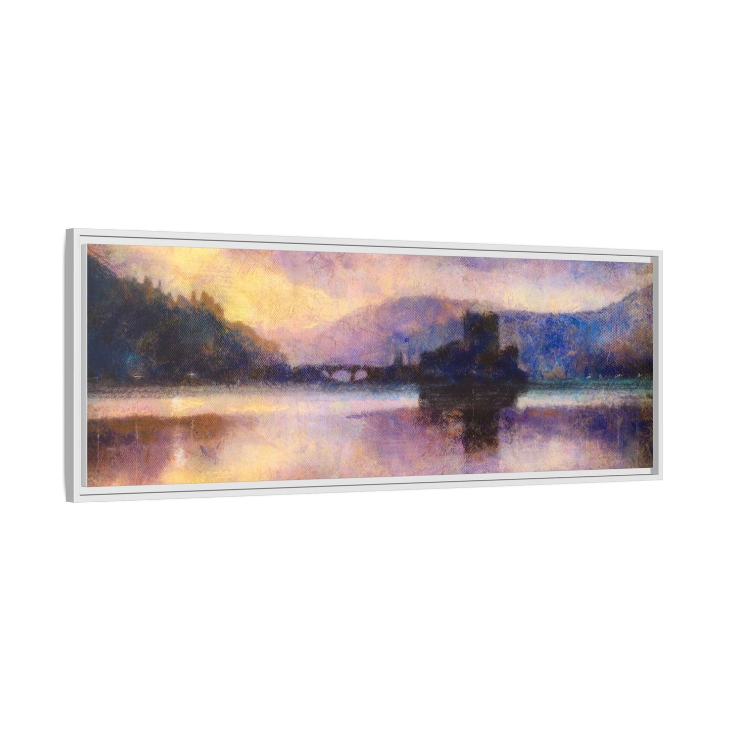 Eilean Donan Castle Moonlight Framed Panoramic Canvas Art