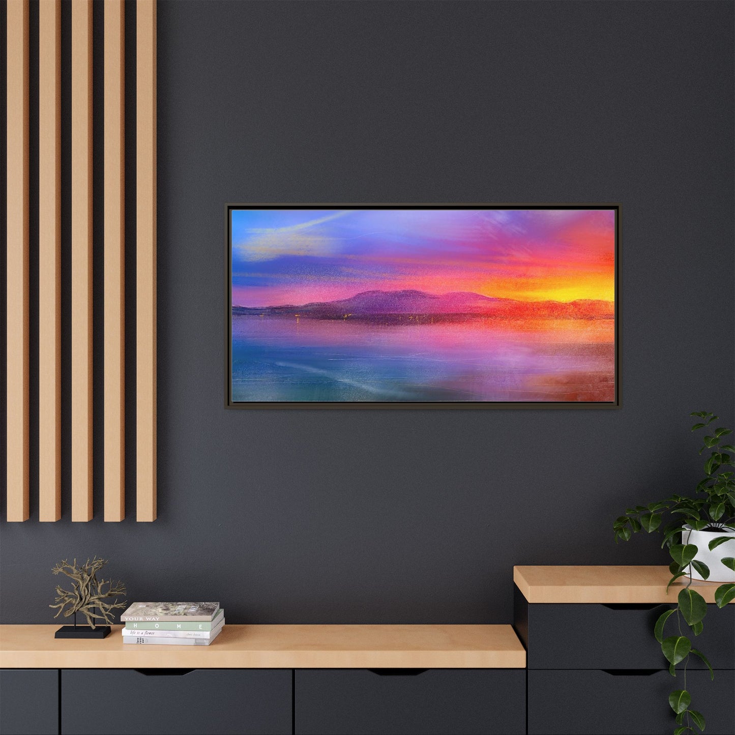Arran Sunset Framed Panoramic Canvas Art