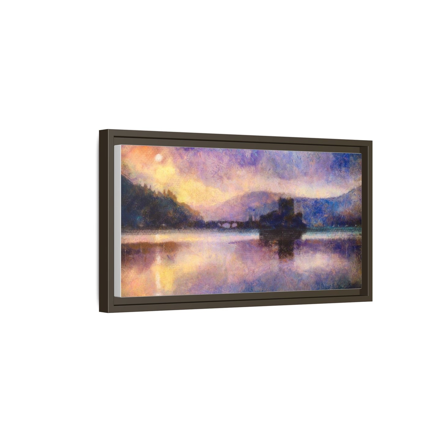 Eilean Donan Castle Moonlight Framed Panoramic Canvas Art