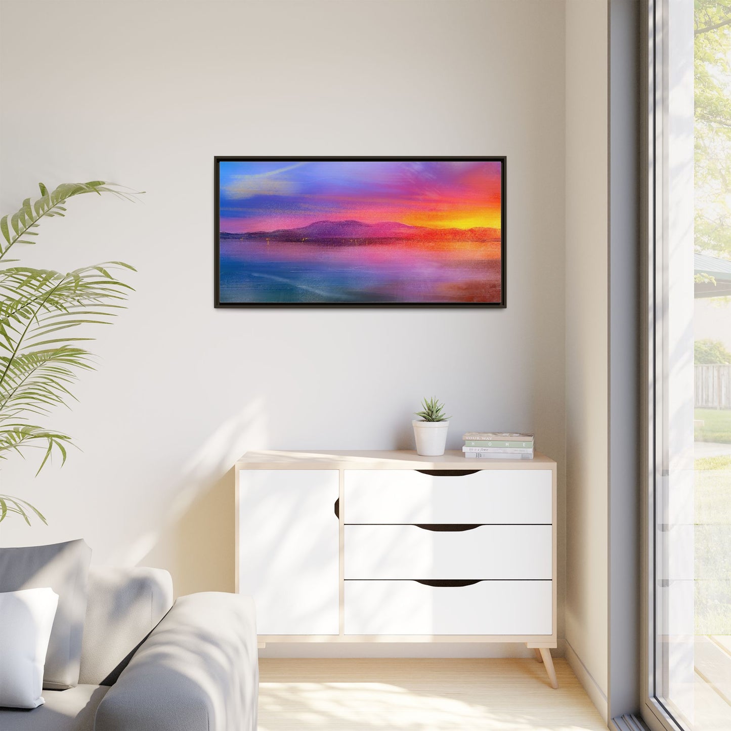 Arran Sunset Framed Panoramic Canvas Art