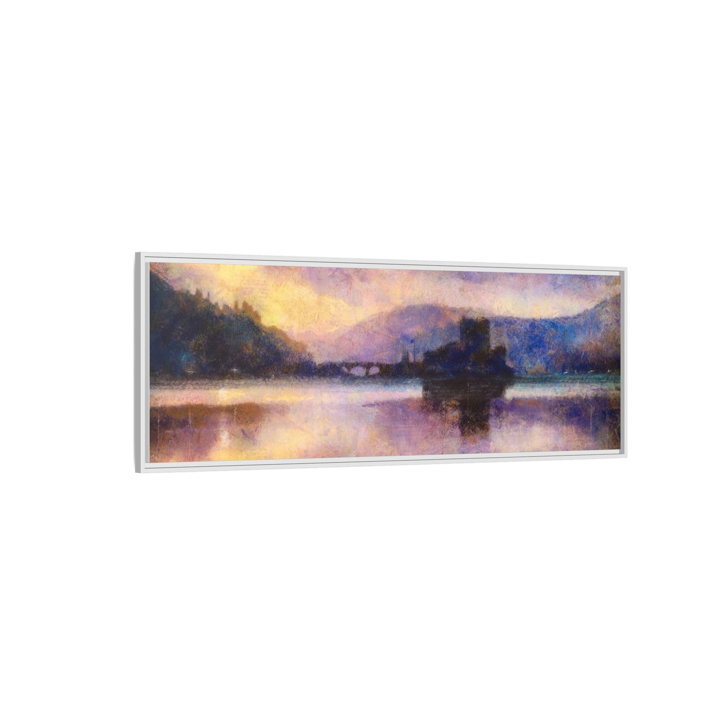 Eilean Donan Castle Moonlight Framed Panoramic Canvas Art