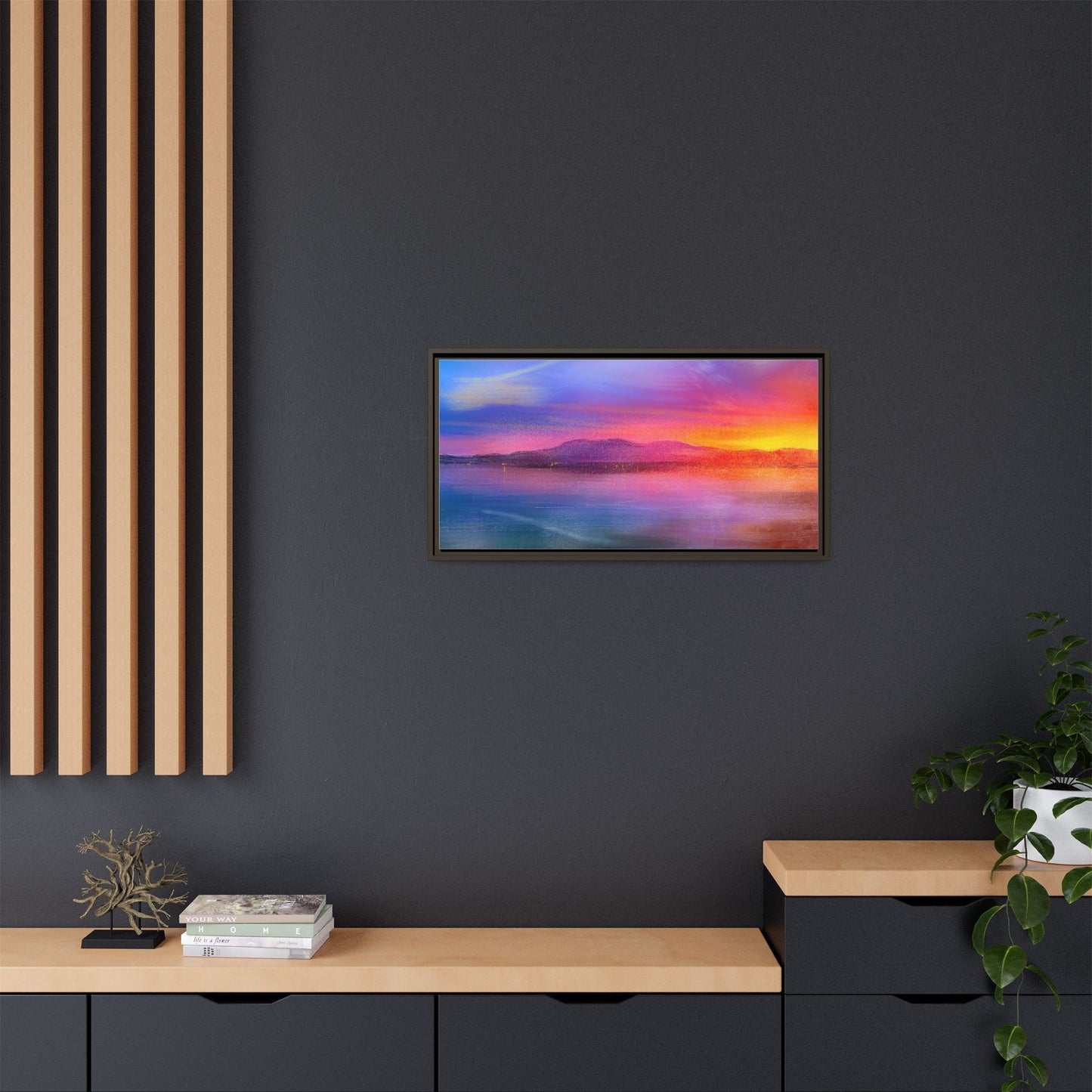 Arran Sunset Framed Panoramic Canvas Art