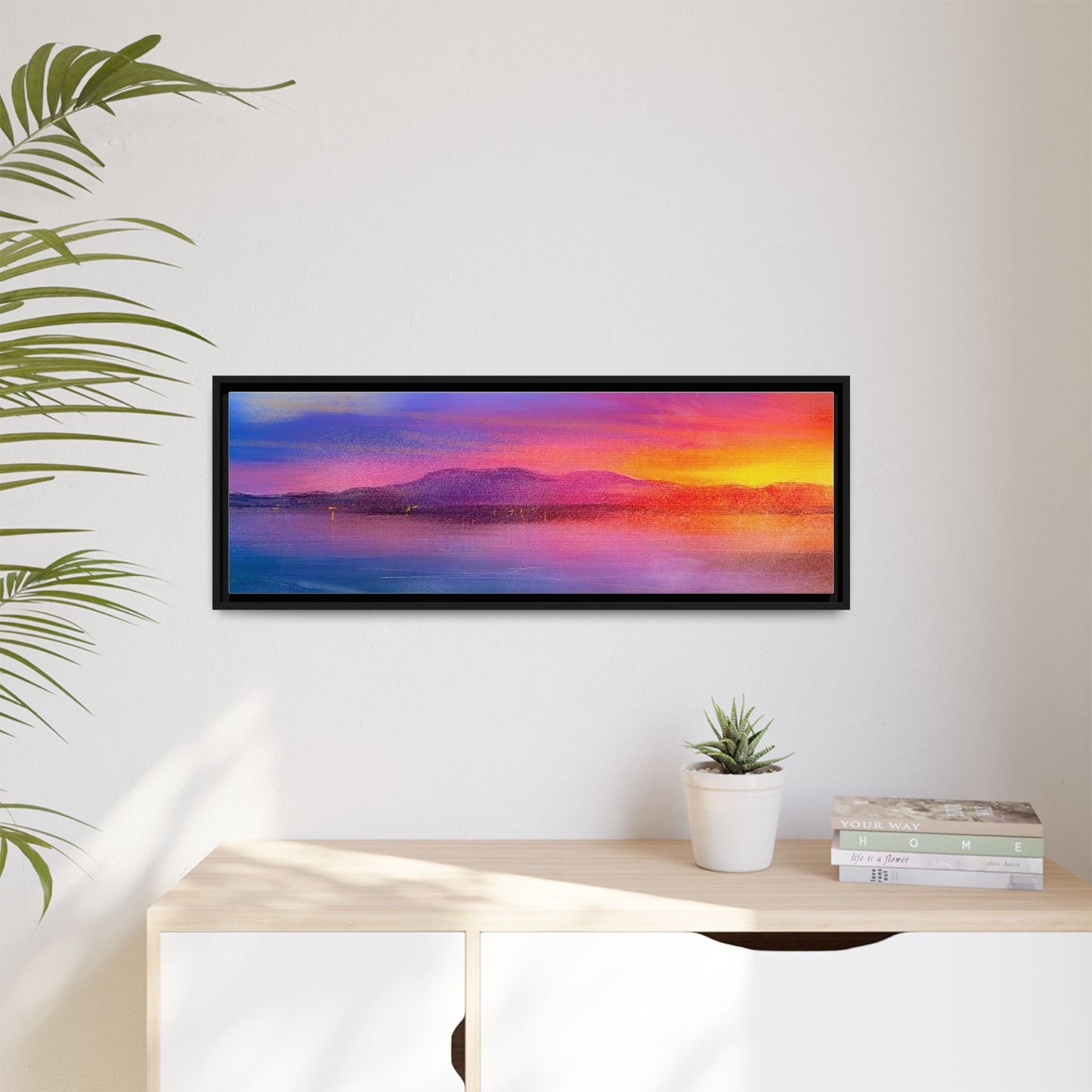 Arran Sunset Framed Panoramic Canvas Art