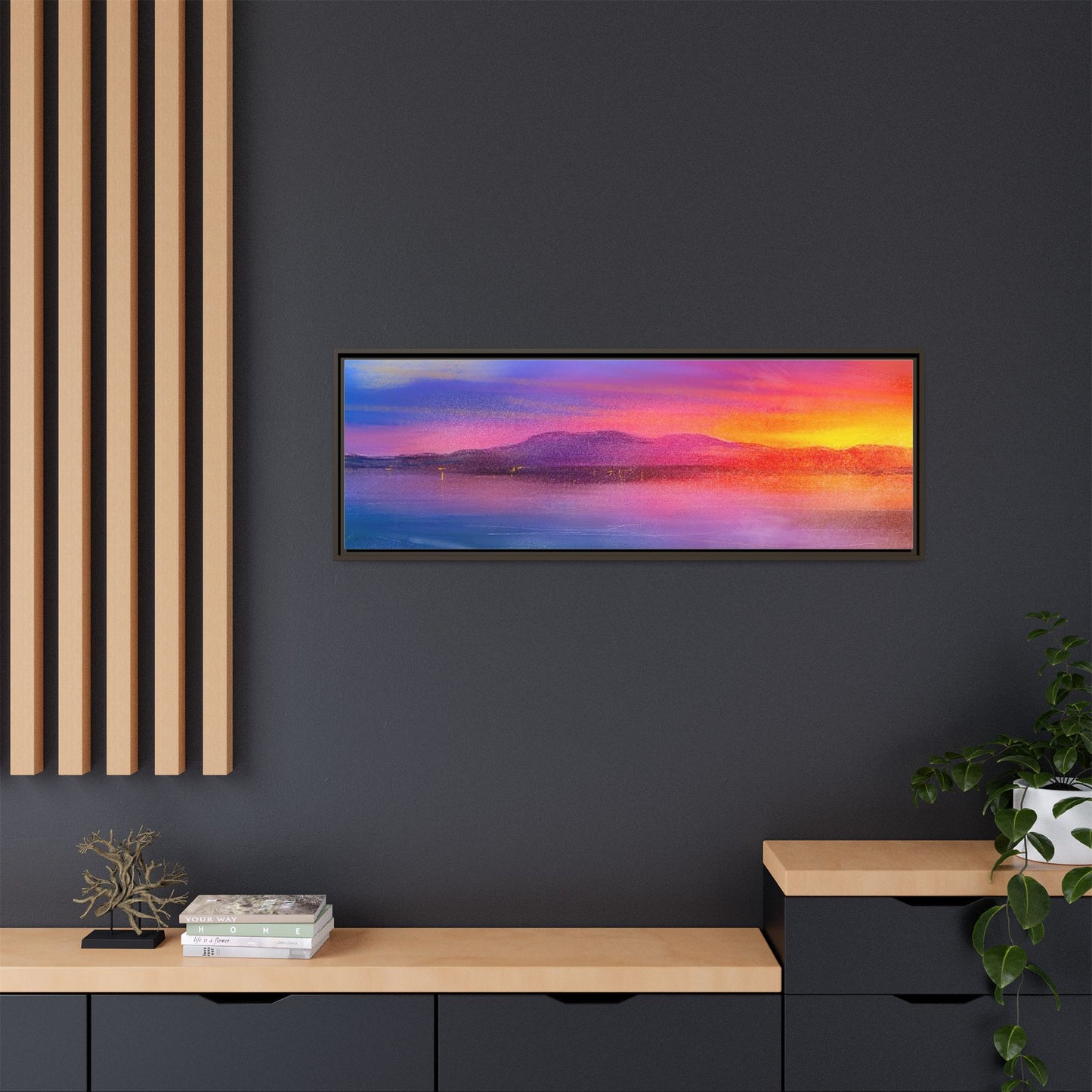 Arran Sunset Framed Panoramic Canvas Art