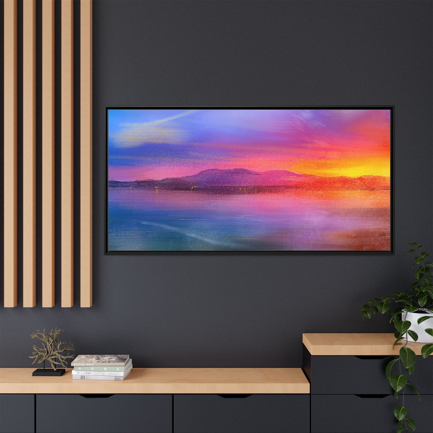 Arran Sunset Framed Panoramic Canvas Art