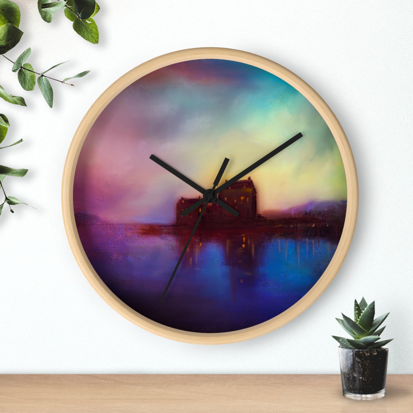 Eilean Donan Castle Sonnenuntergang-Wanduhr | Schottische Kunstgeschenke