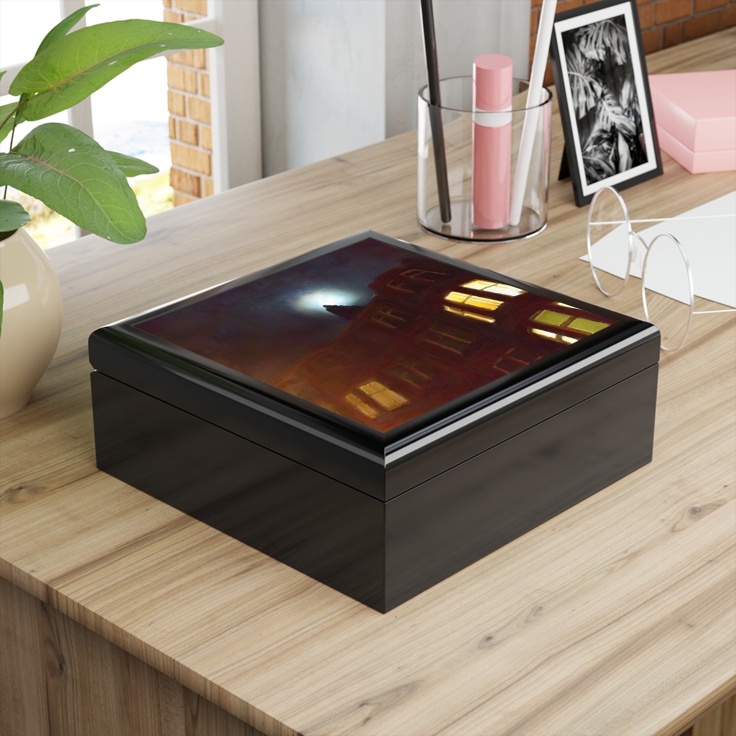 A Moonlit Tenement Jewellery Box | Scottish Art Gifts