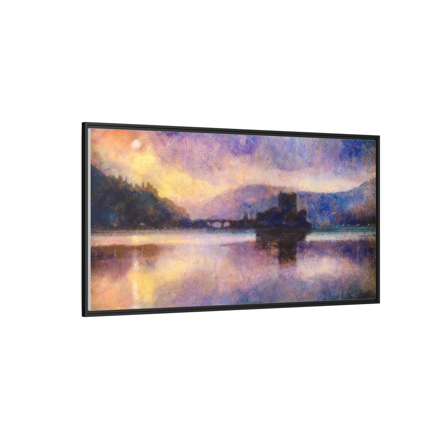Eilean Donan Castle Moonlight Framed Panoramic Canvas Art