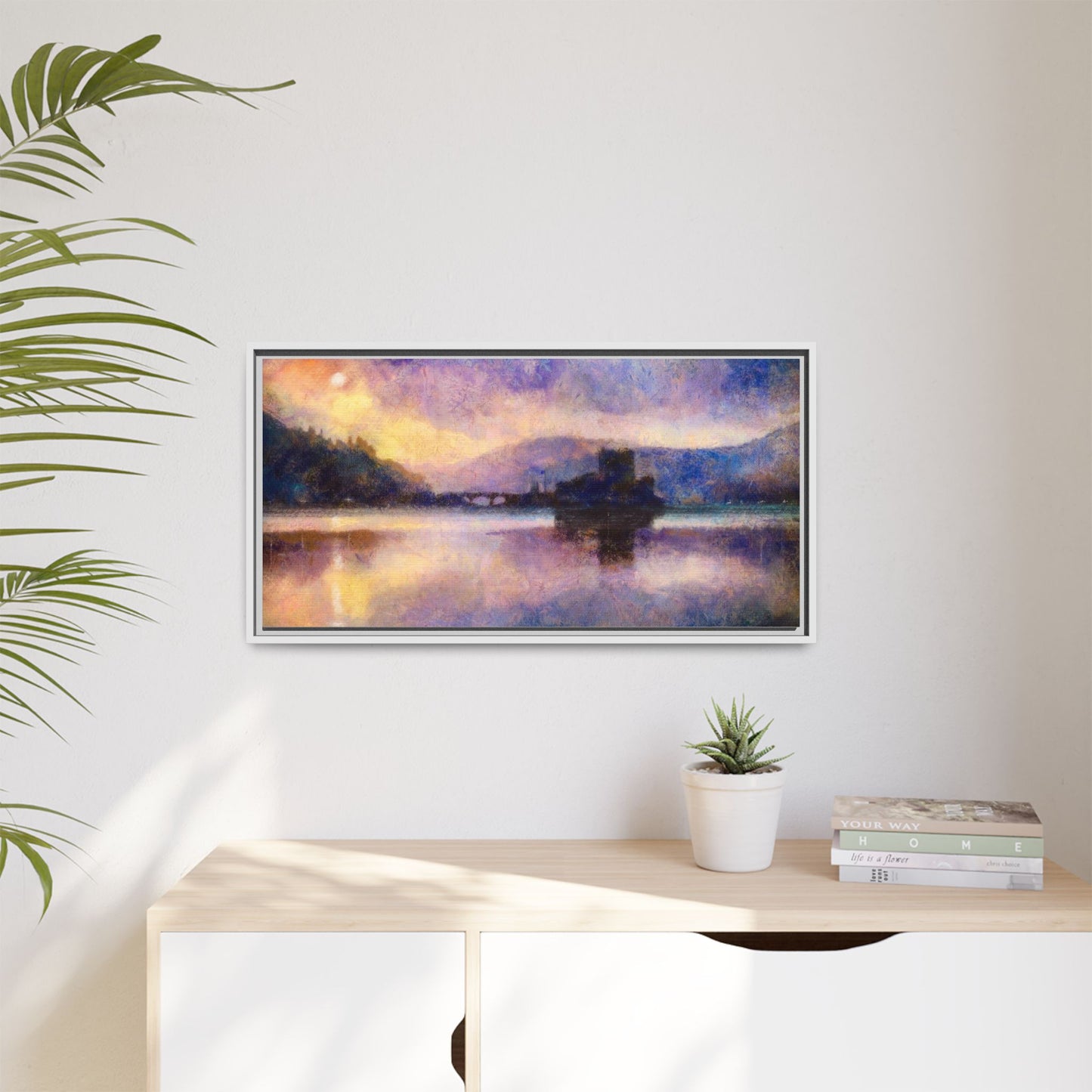 Eilean Donan Castle Moonlight Framed Panoramic Canvas Art