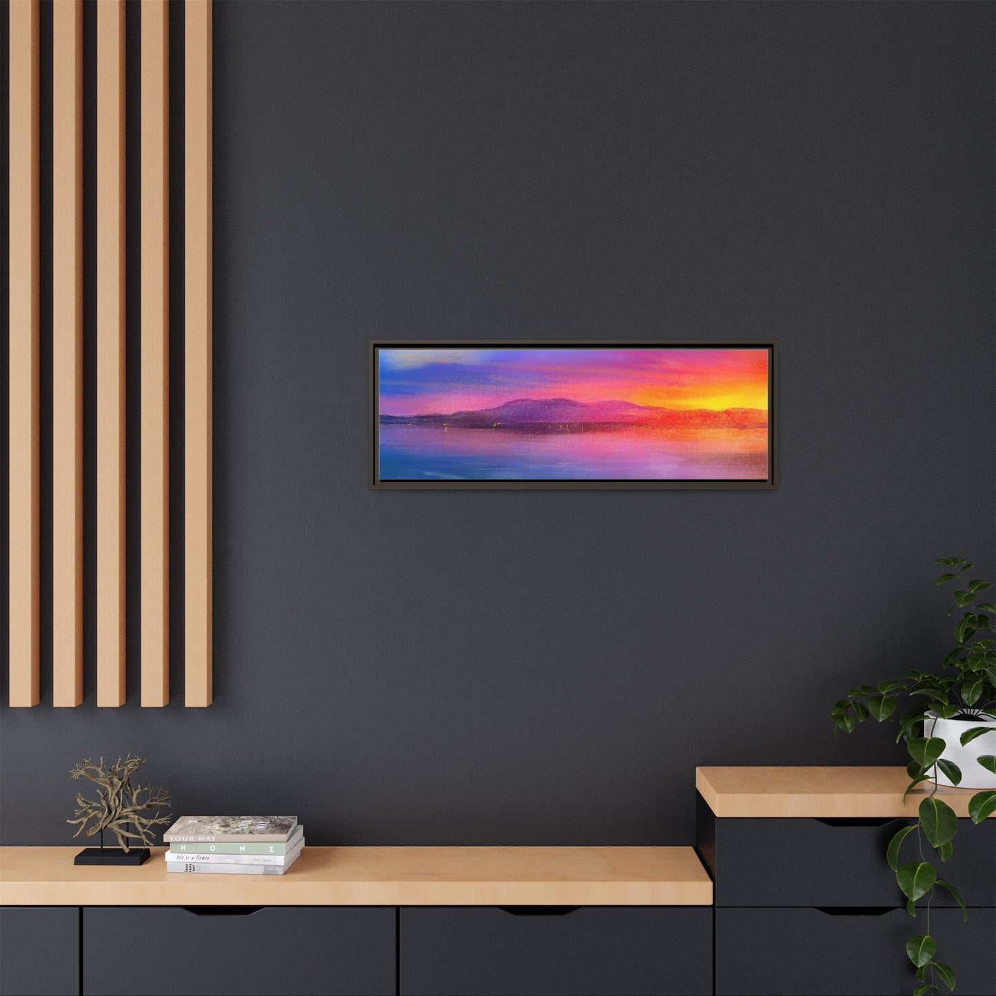 Arran Sunset Framed Panoramic Canvas Art