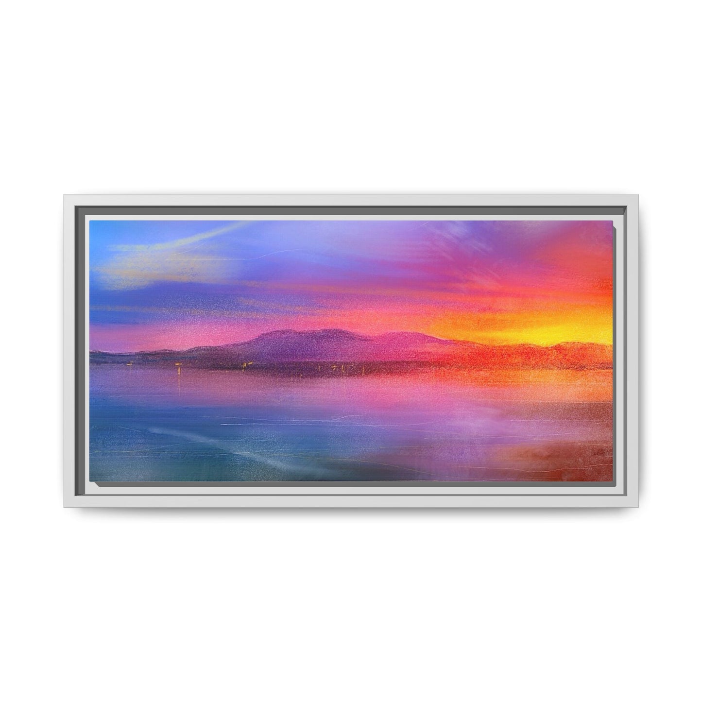 Arran Sunset Framed Panoramic Canvas Art