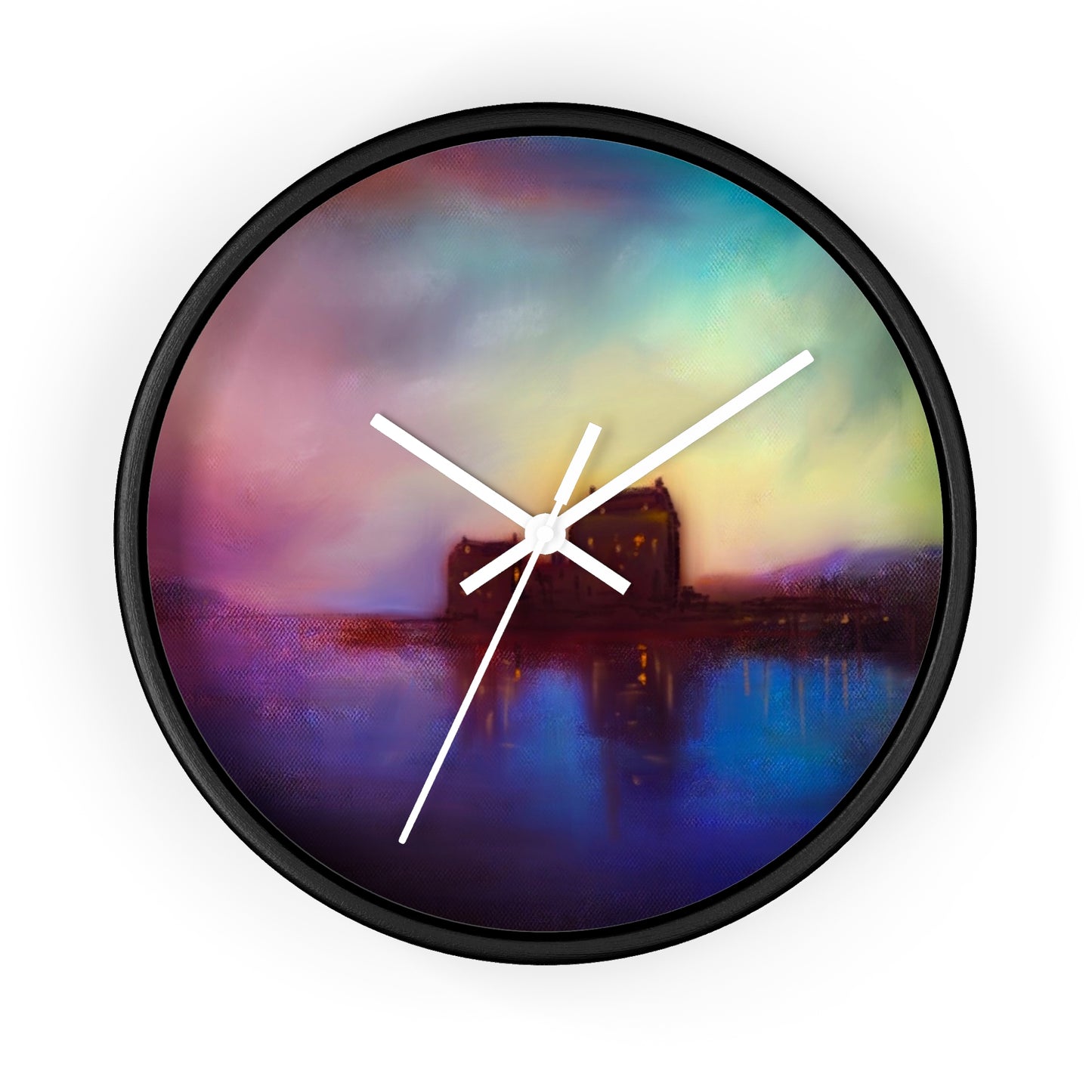Eilean Donan Castle Sonnenuntergang-Wanduhr | Schottische Kunstgeschenke