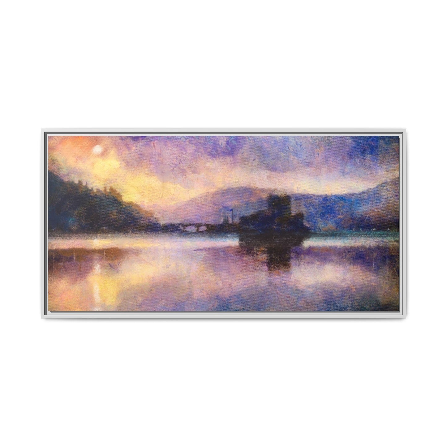 Eilean Donan Castle Moonlight Framed Panoramic Canvas Art