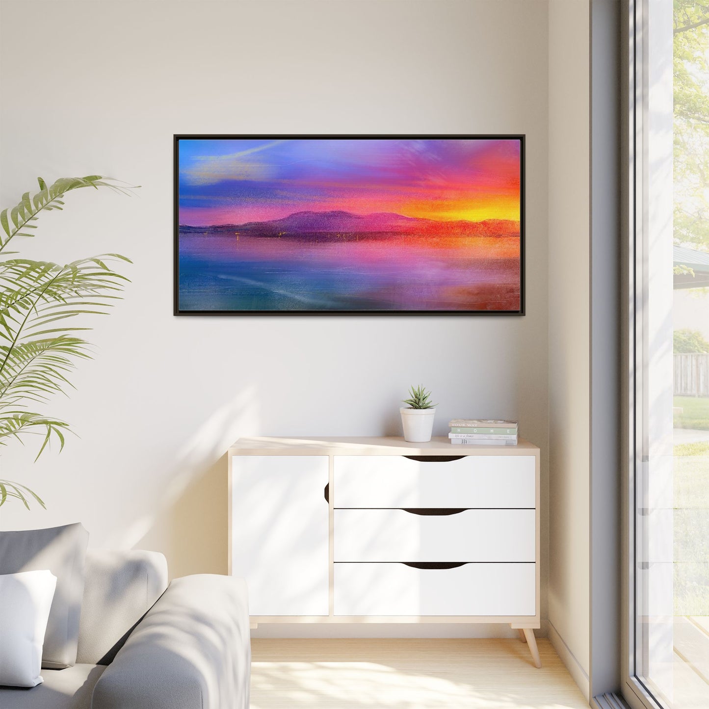 Arran Sunset Framed Panoramic Canvas Art