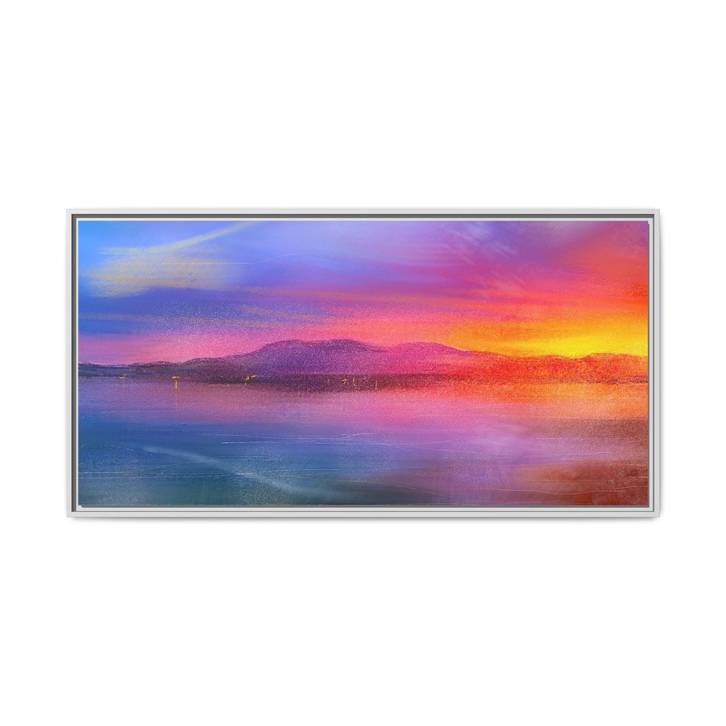 Arran Sunset Framed Panoramic Canvas Art