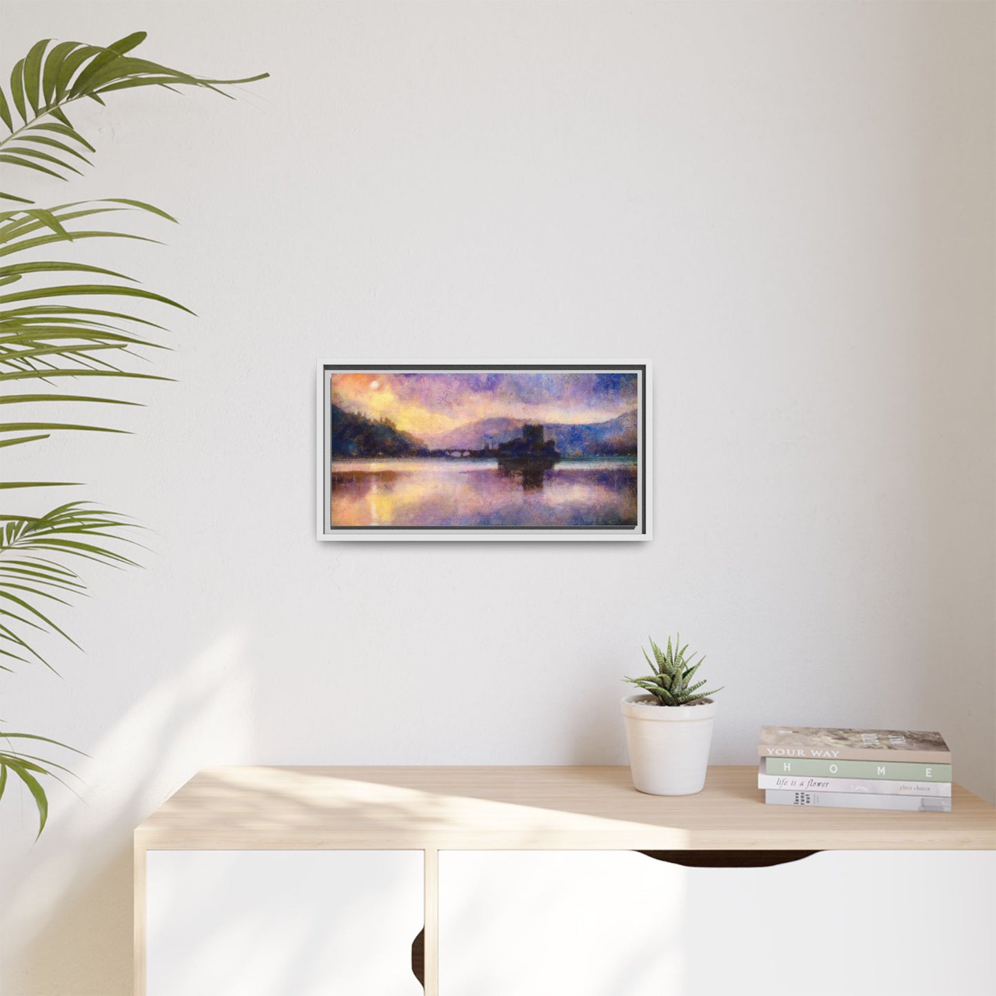 Eilean Donan Castle Moonlight Framed Panoramic Canvas Art