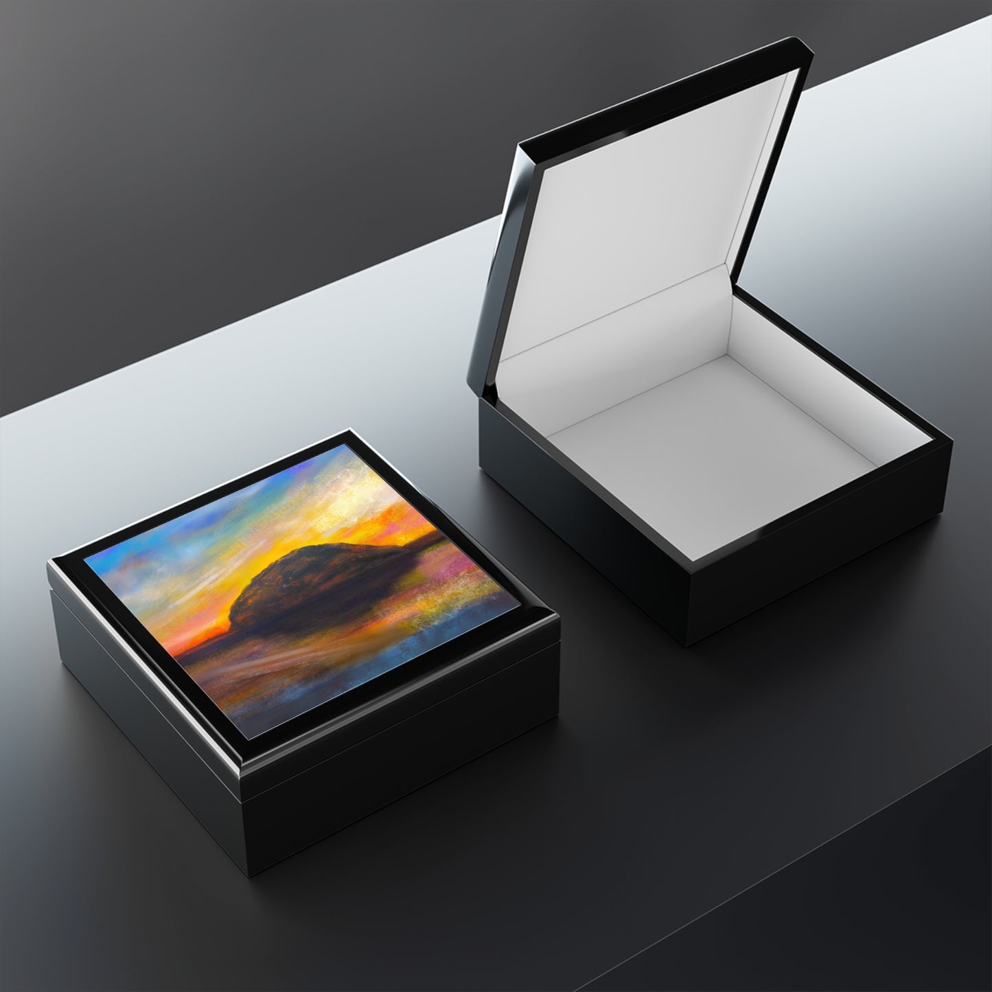 Ailsa Craig Dusk Jewellery Box | Scottish Art Gifts