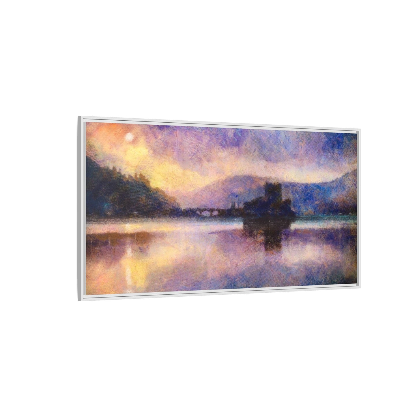 Eilean Donan Castle Moonlight Framed Panoramic Canvas Art