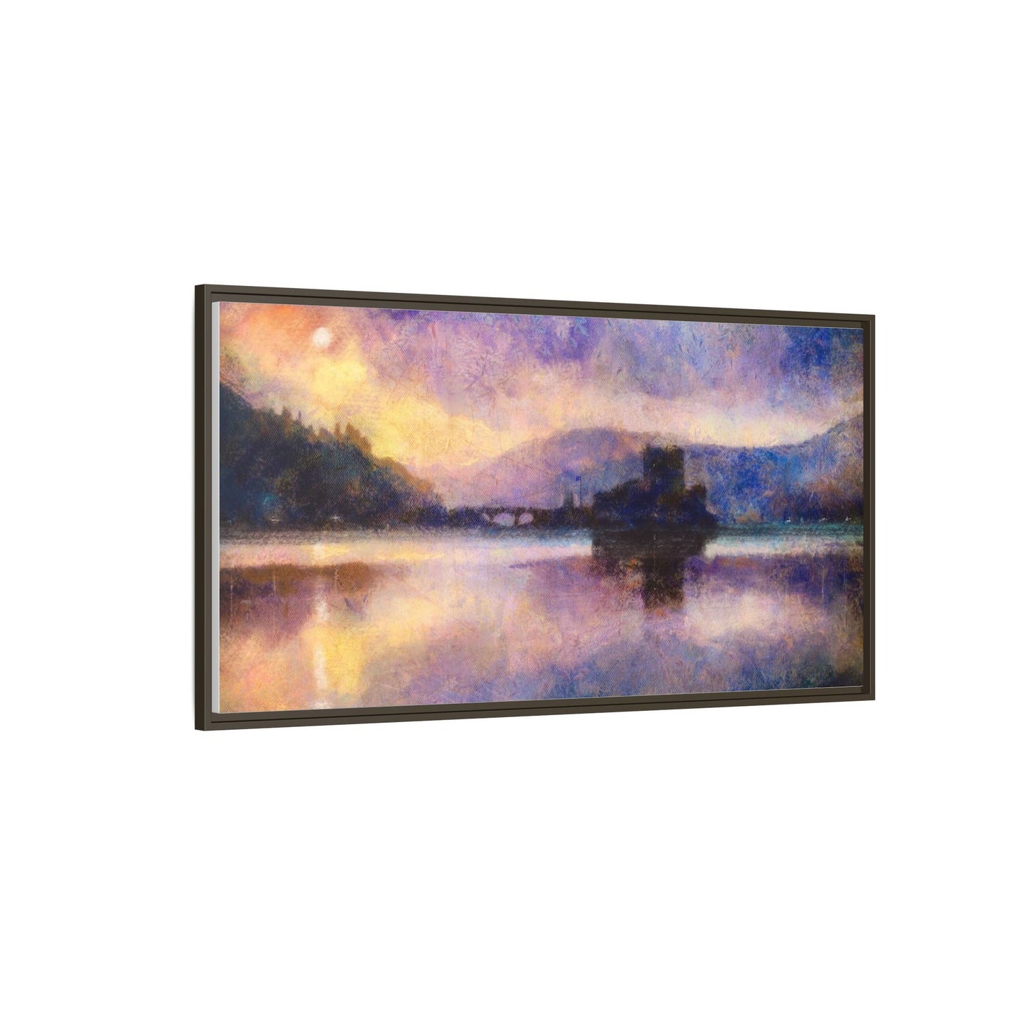 Eilean Donan Castle Moonlight Framed Panoramic Canvas Art
