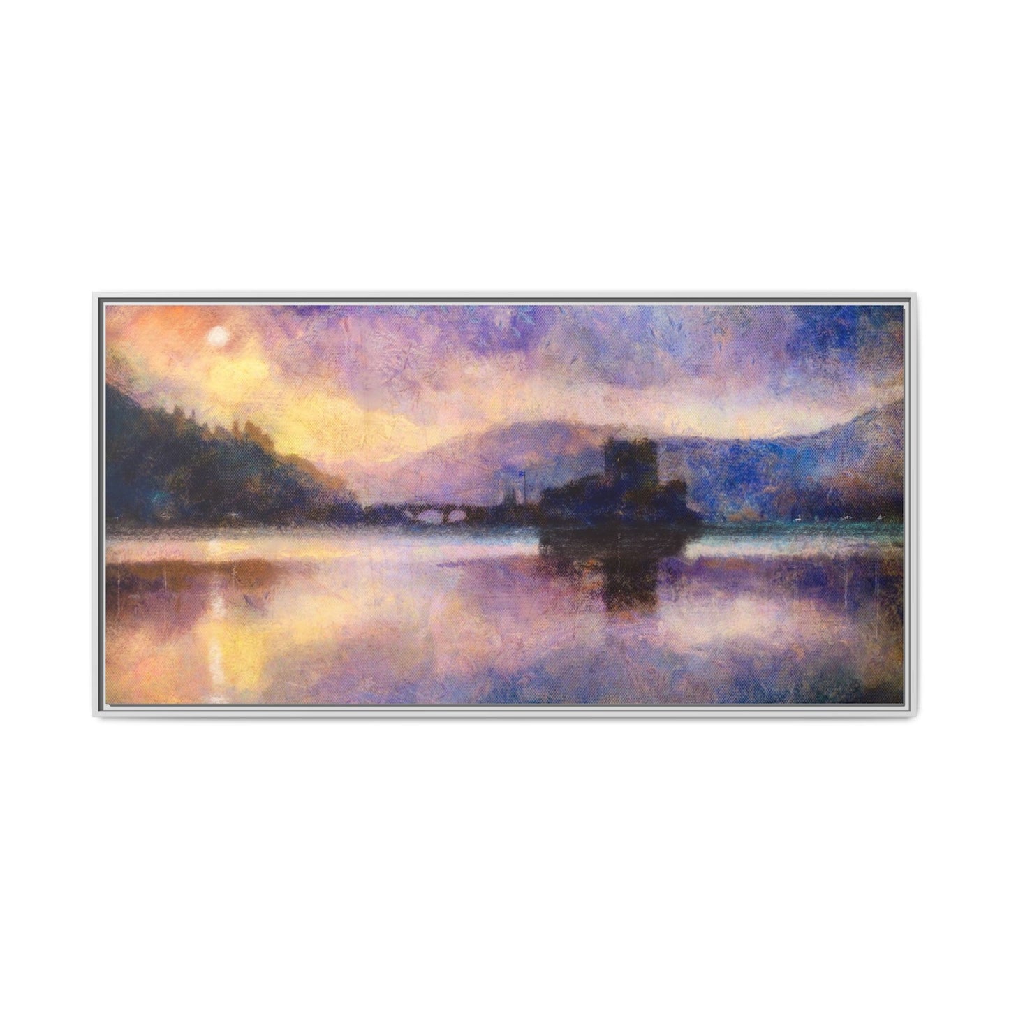 Eilean Donan Castle Moonlight Framed Panoramic Canvas Art