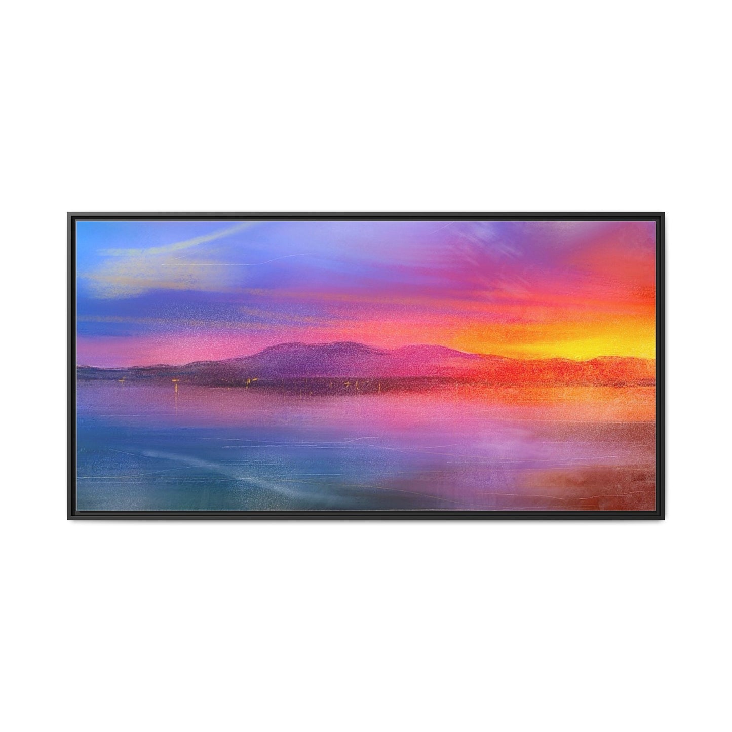 Arran Sunset Framed Panoramic Canvas Art