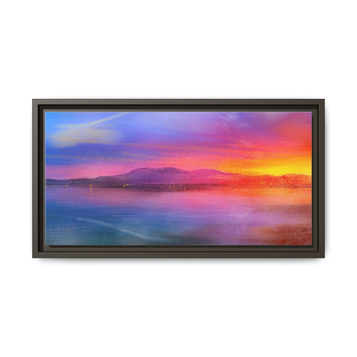 Arran Sunset Framed Panoramic Canvas Art