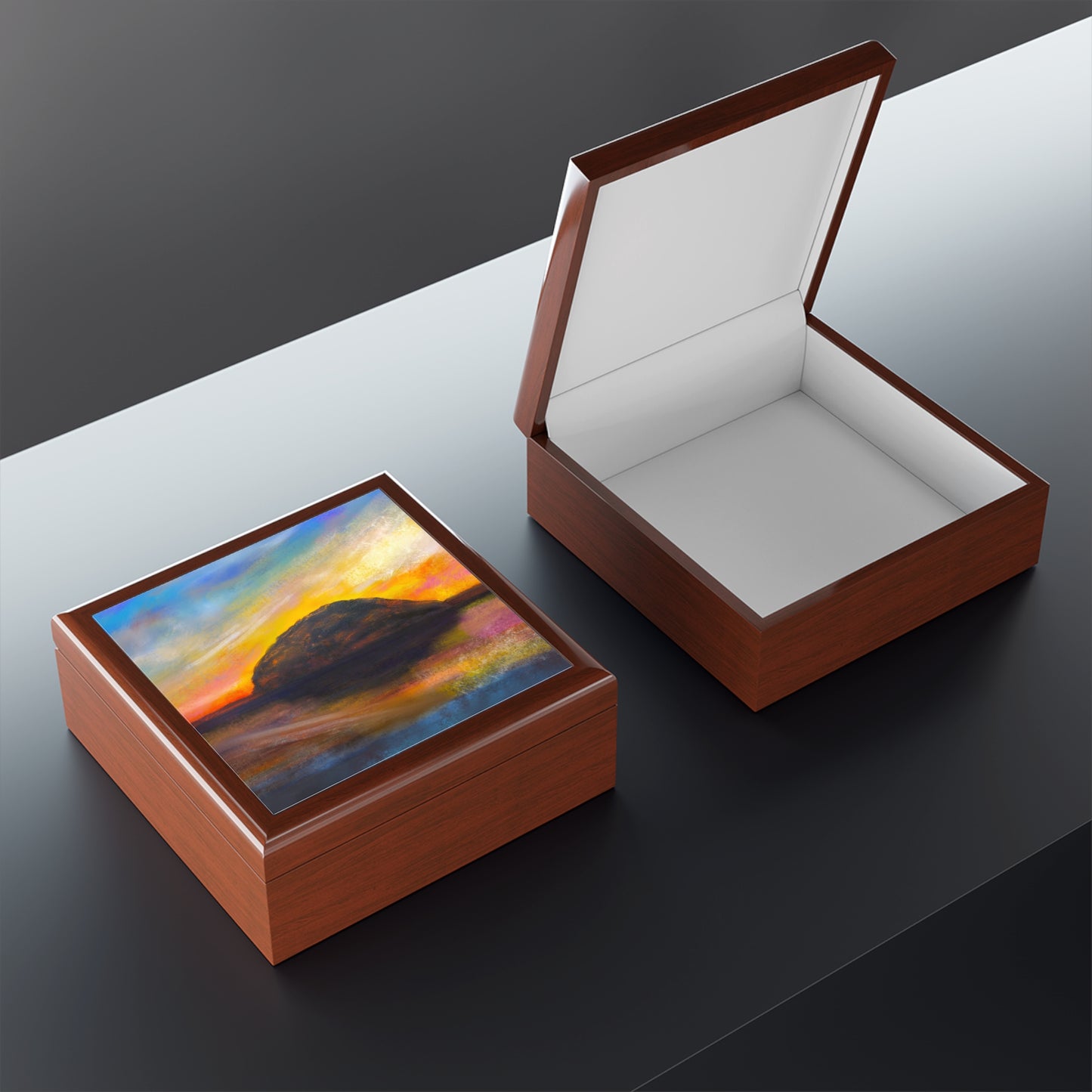 Ailsa Craig Dusk Jewellery Box | Scottish Art Gifts