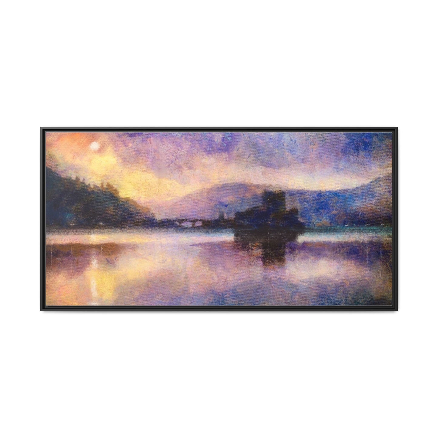Eilean Donan Castle Moonlight Framed Panoramic Canvas Art