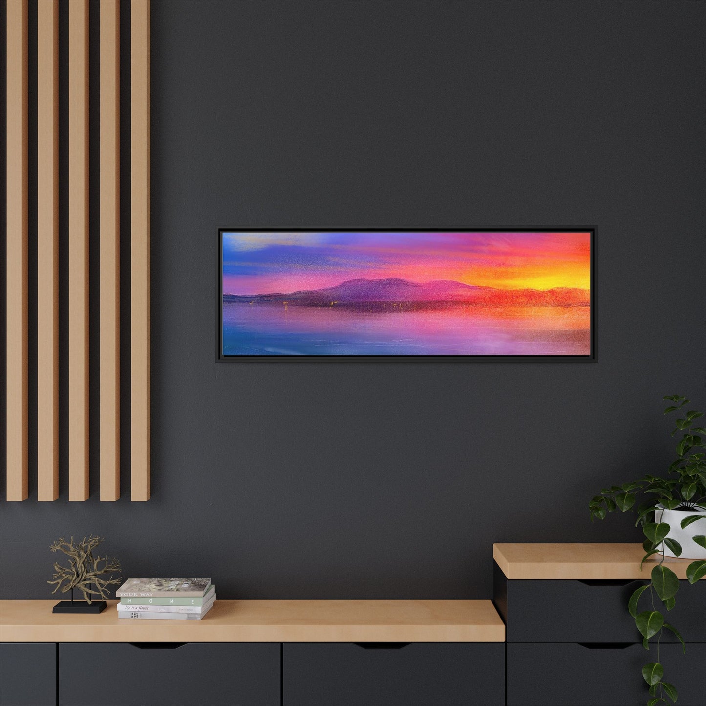 Arran Sunset Framed Panoramic Canvas Art