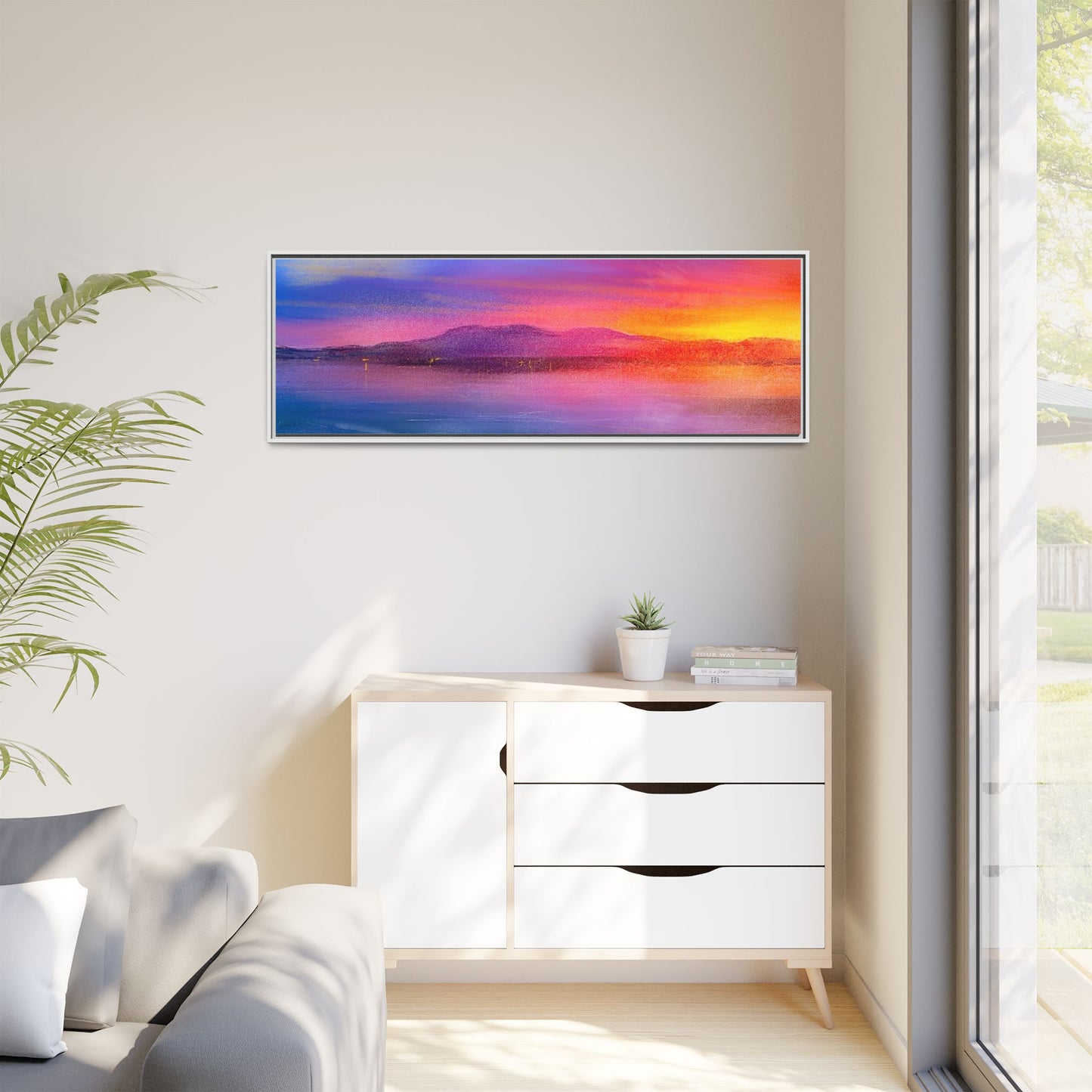 Arran Sunset Framed Panoramic Canvas Art