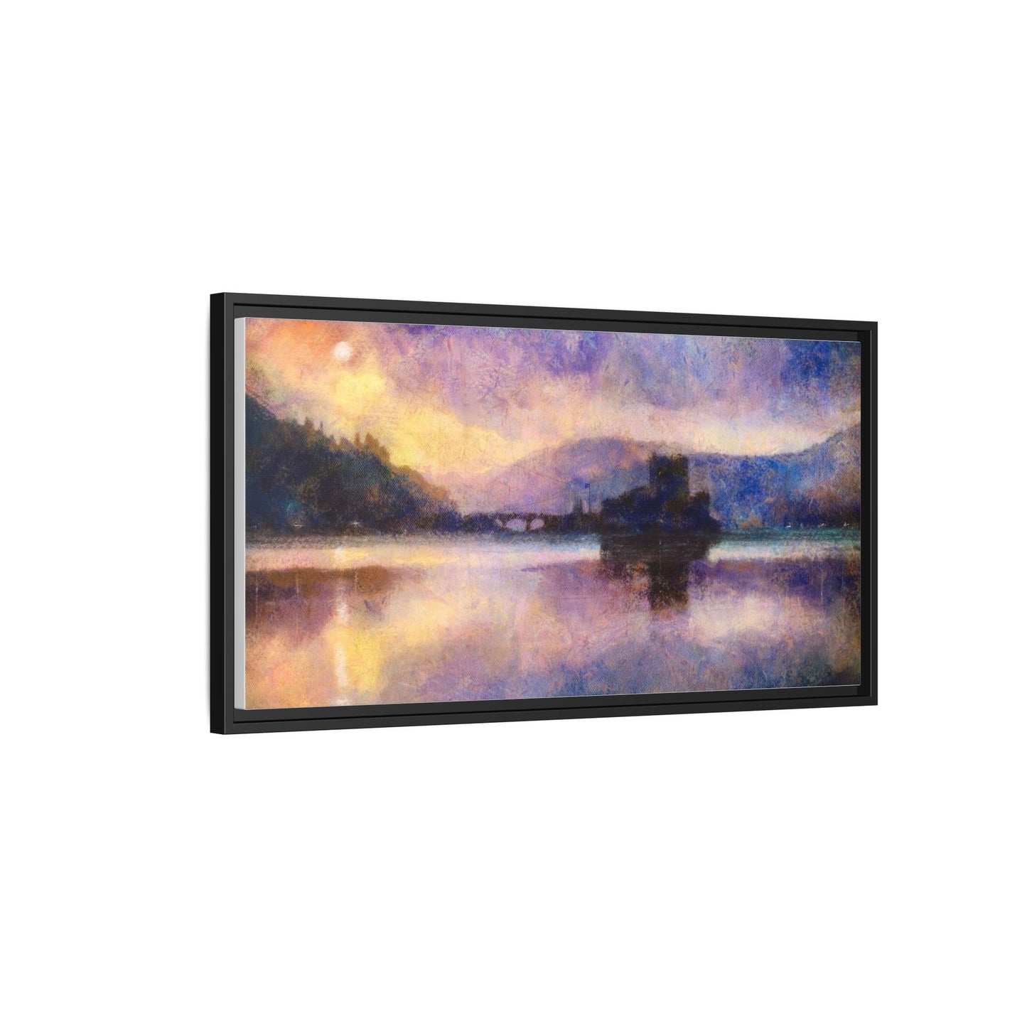 Eilean Donan Castle Moonlight Framed Panoramic Canvas Art