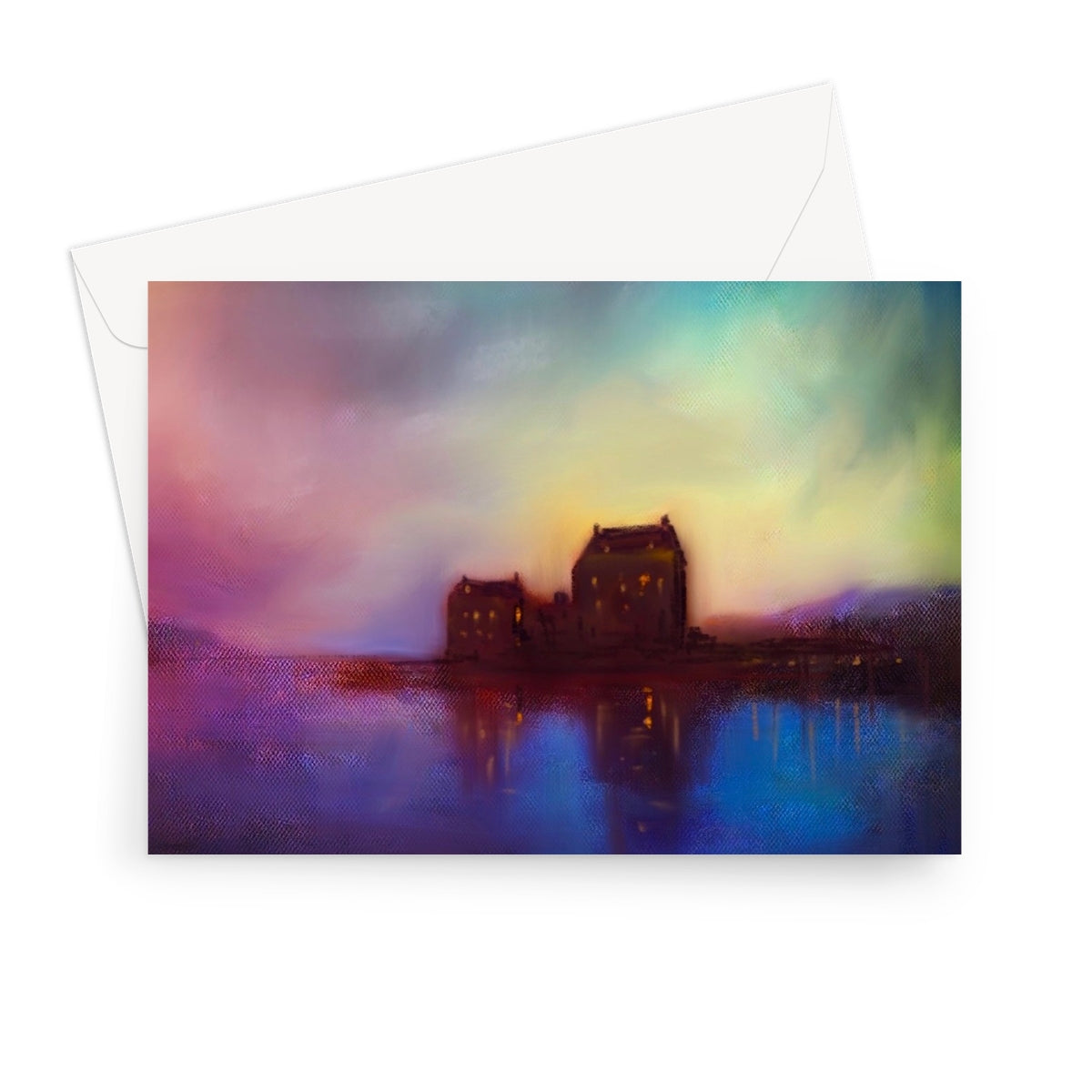 Eilean Donan Castle Sunset Greeting Card | Scottish Art Gifts