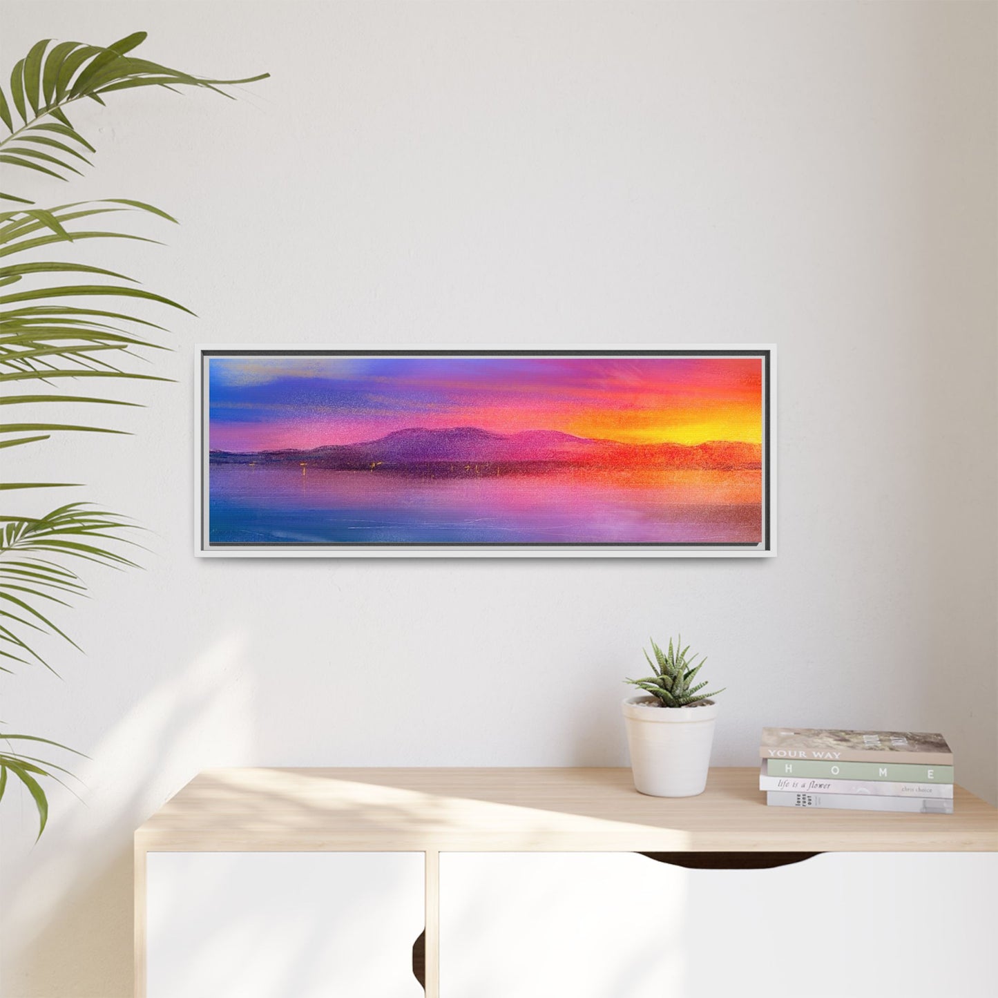 Arran Sunset Framed Panoramic Canvas Art