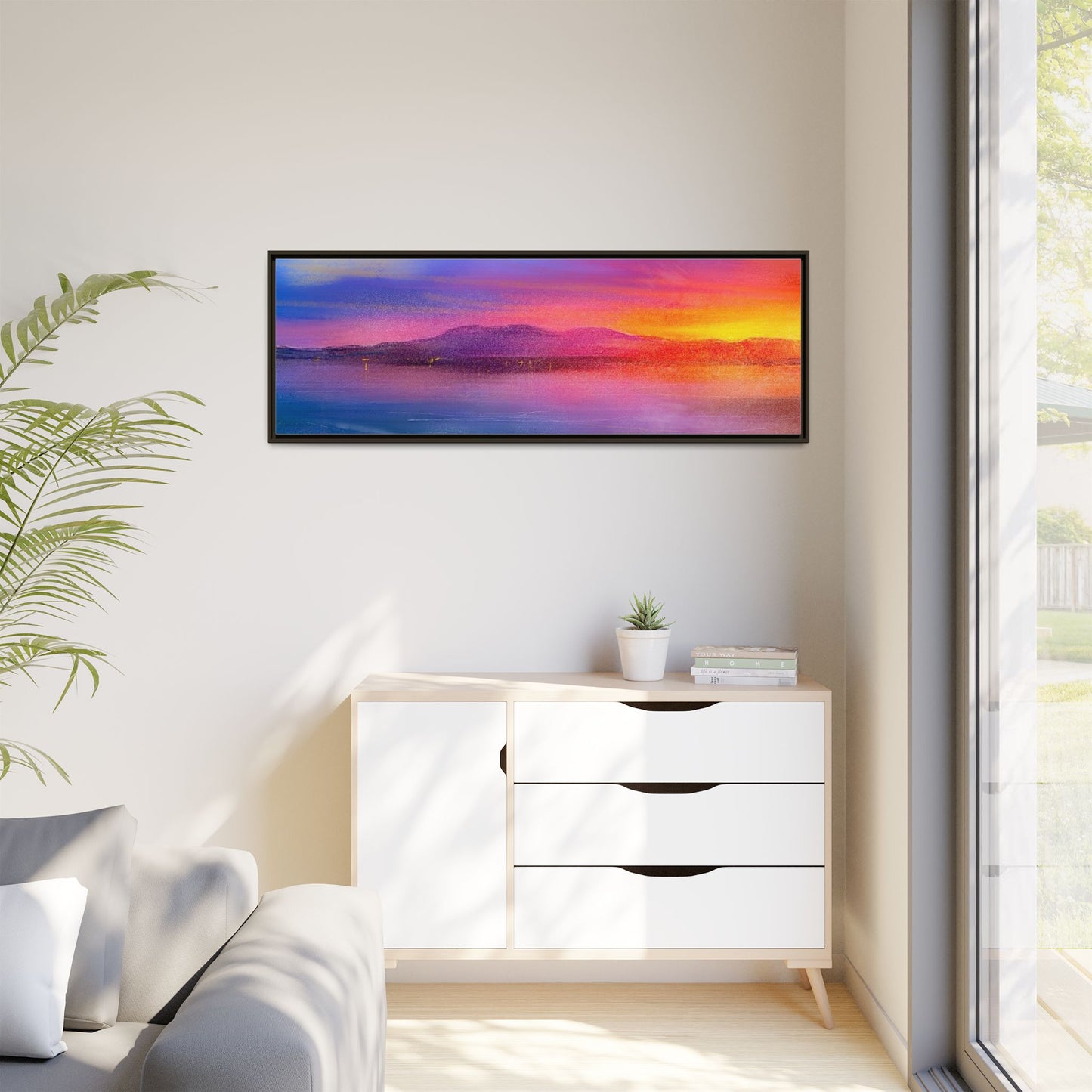 Arran Sunset Framed Panoramic Canvas Art