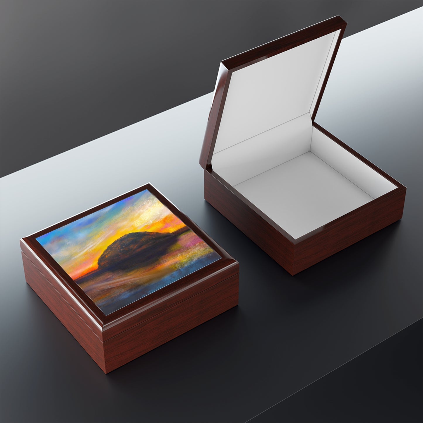 Ailsa Craig Dusk Jewellery Box | Scottish Art Gifts