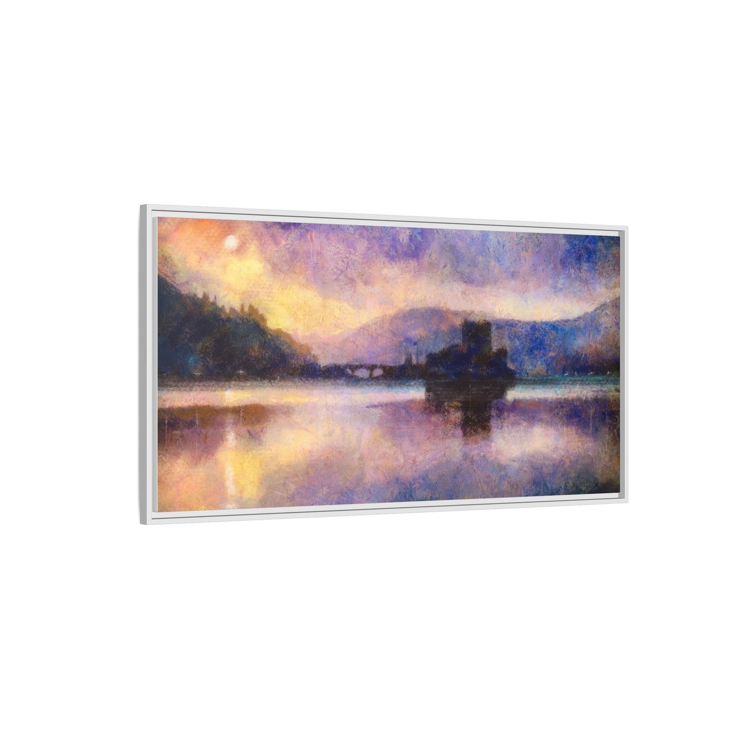 Eilean Donan Castle Moonlight Framed Panoramic Canvas Art