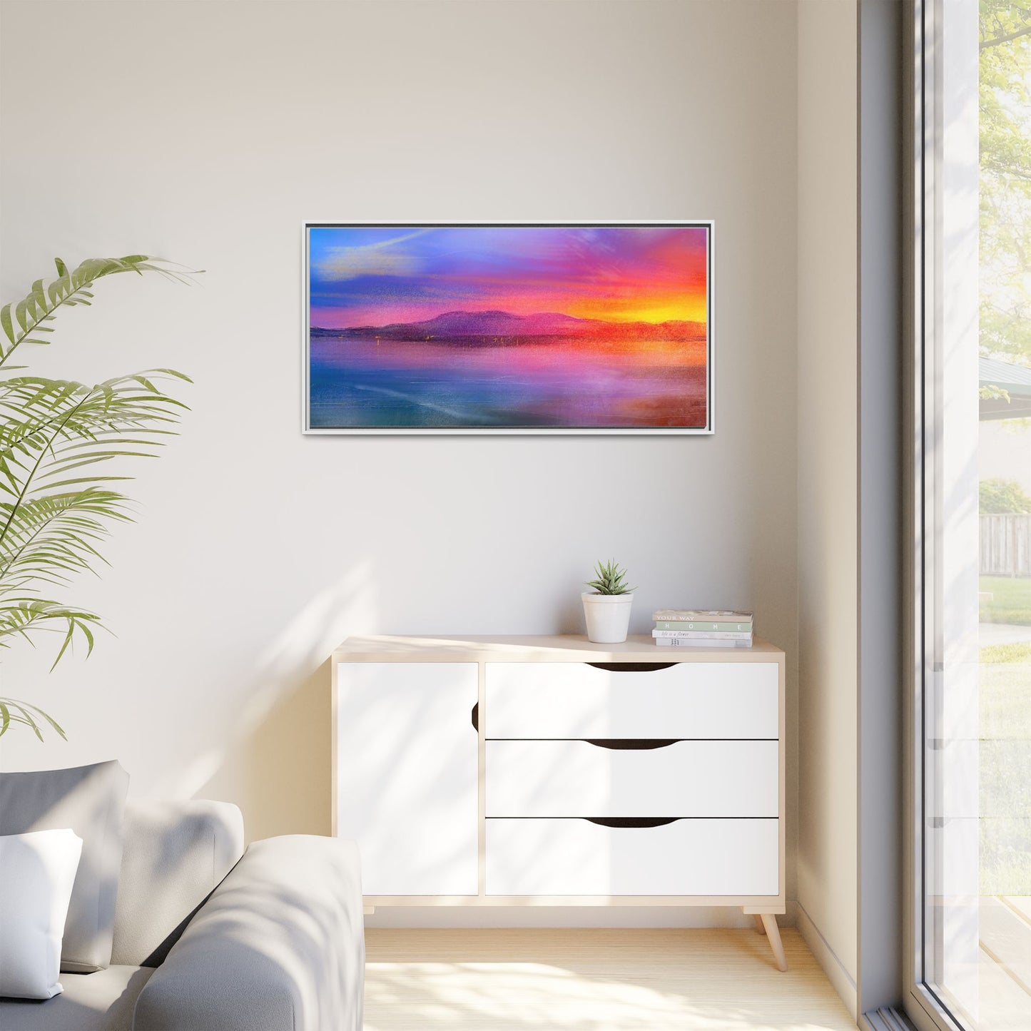 Arran Sunset Framed Panoramic Canvas Art