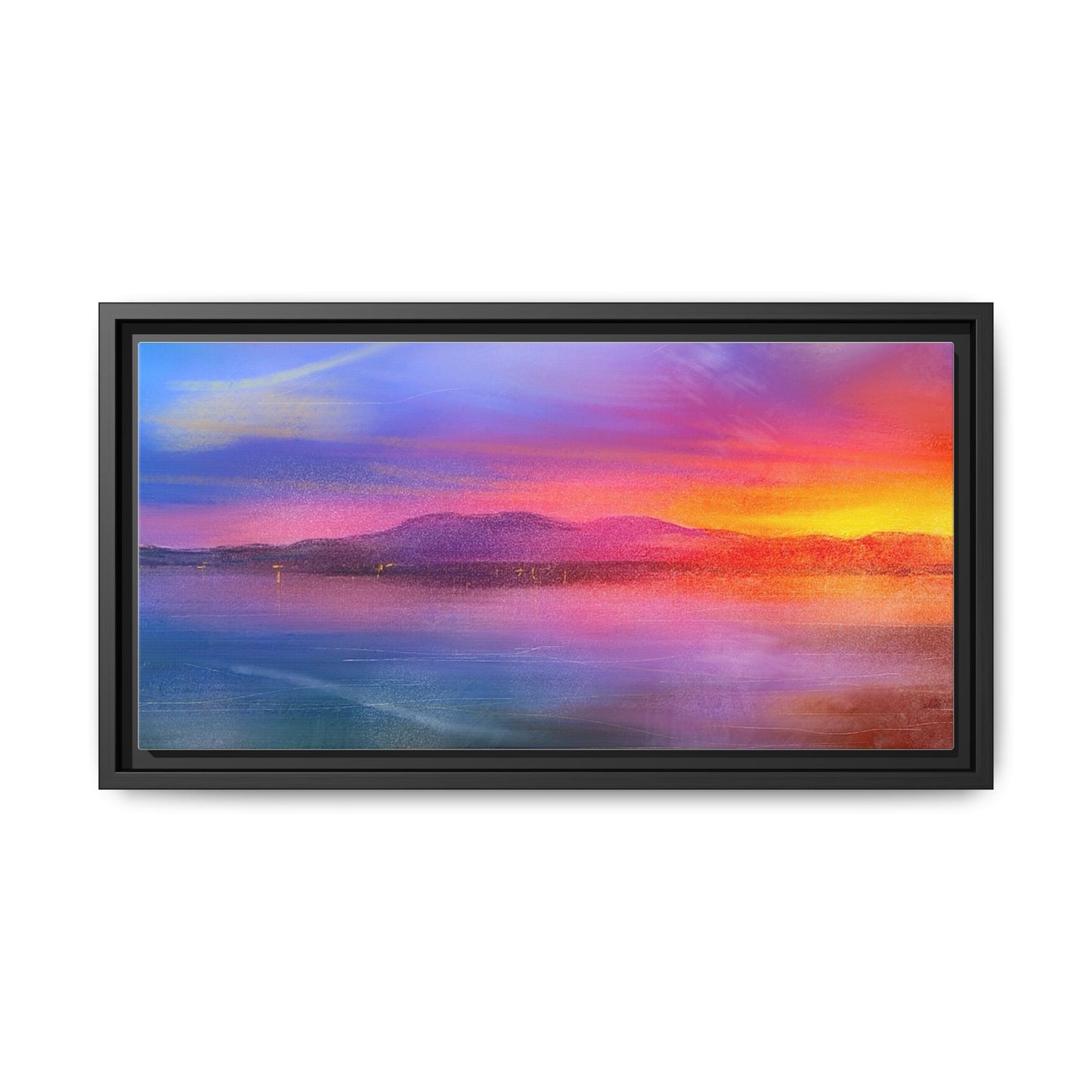 Arran Sunset Framed Panoramic Canvas Art