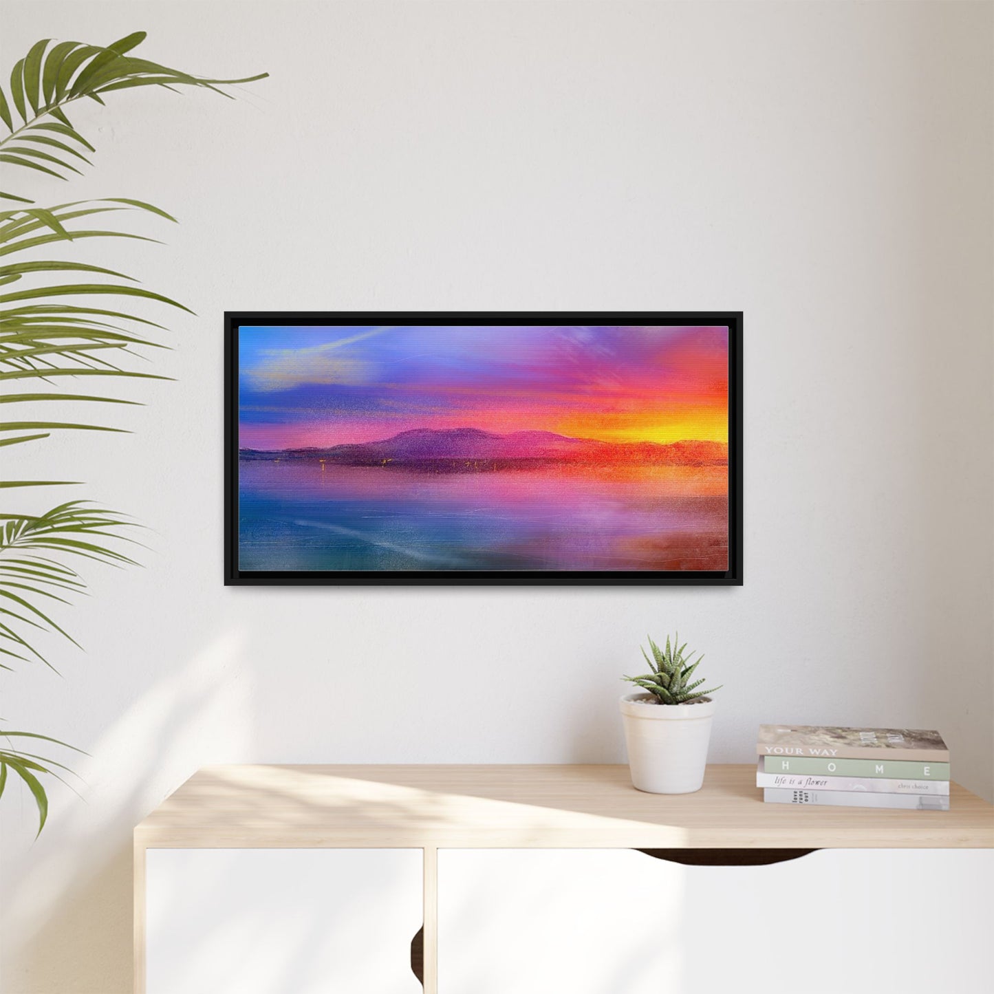 Arran Sunset Framed Panoramic Canvas Art