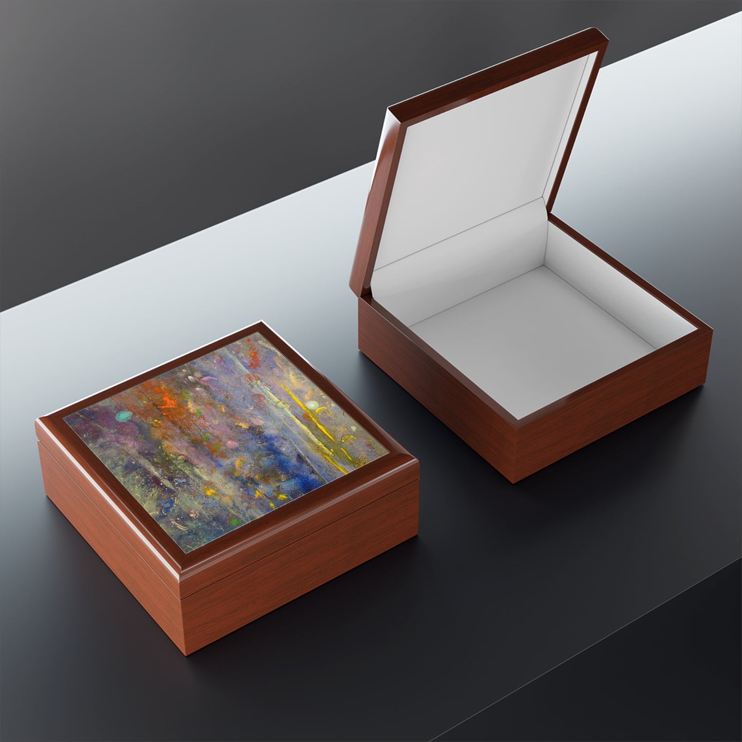 Caringorms Waterfall Abstract Jewellery Box | Scottish Art Gifts