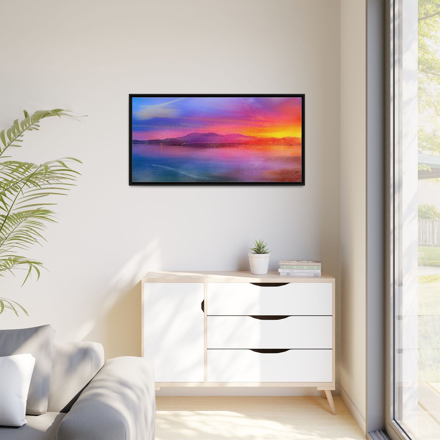 Arran Sunset Framed Panoramic Canvas Art