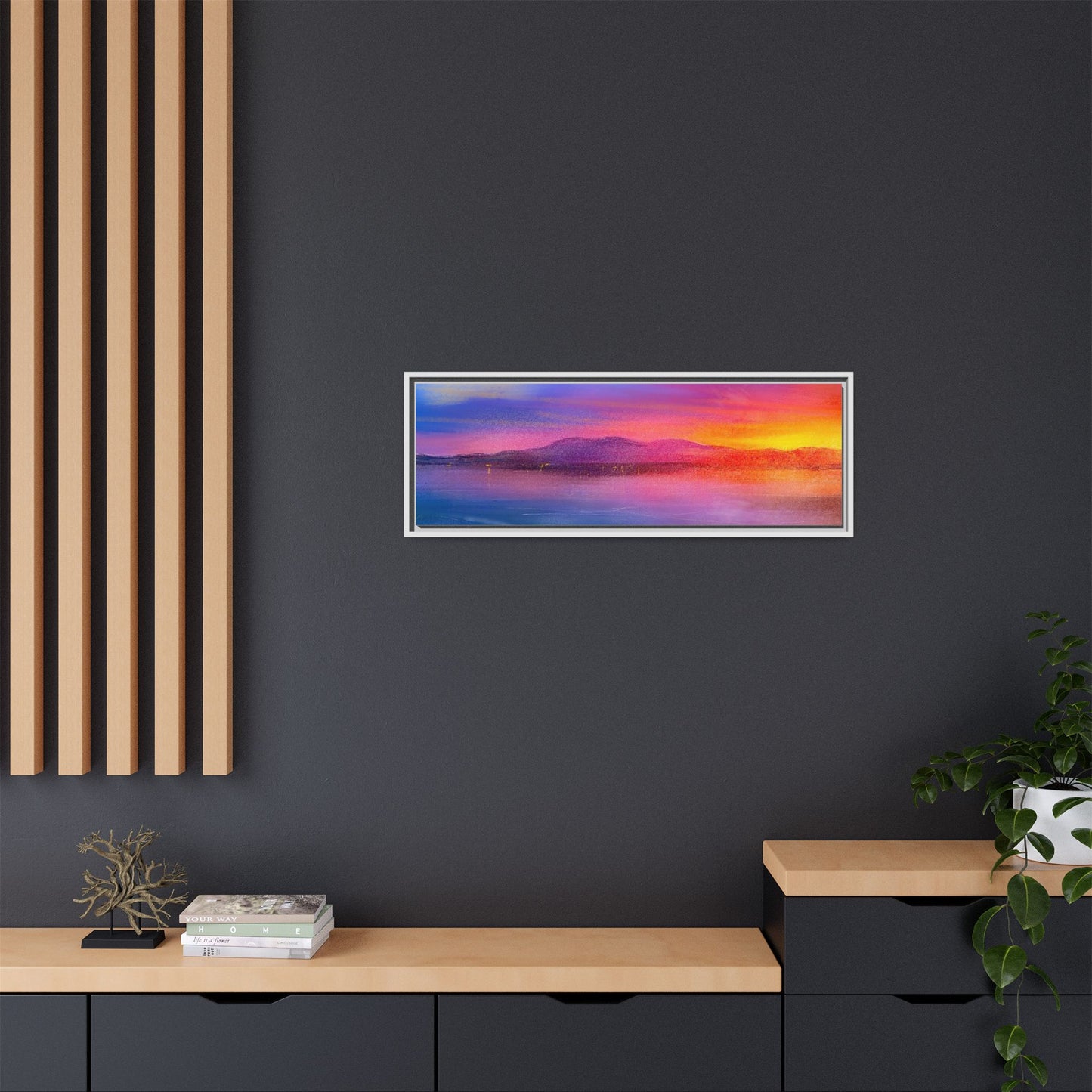 Arran Sunset Framed Panoramic Canvas Art