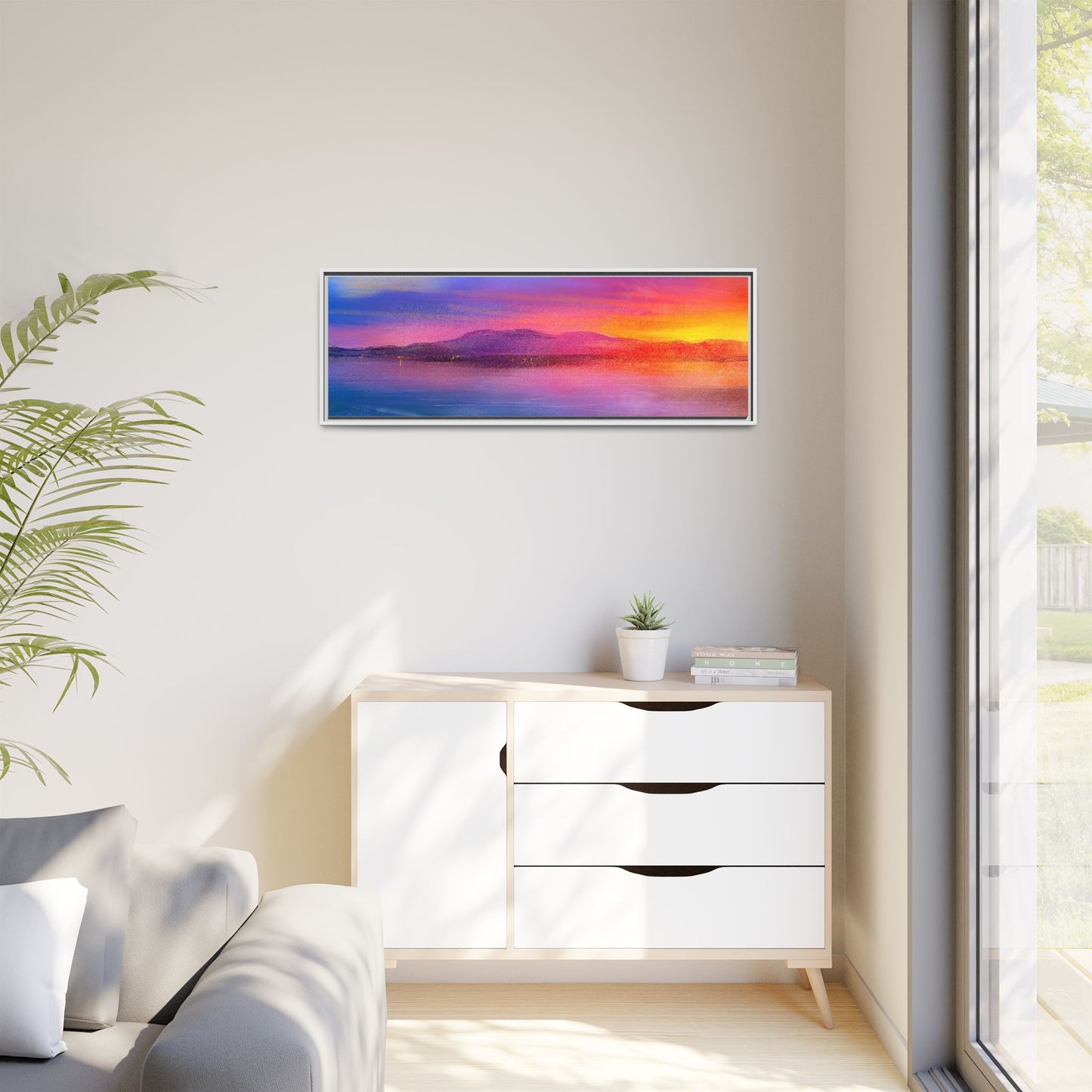 Arran Sunset Framed Panoramic Canvas Art