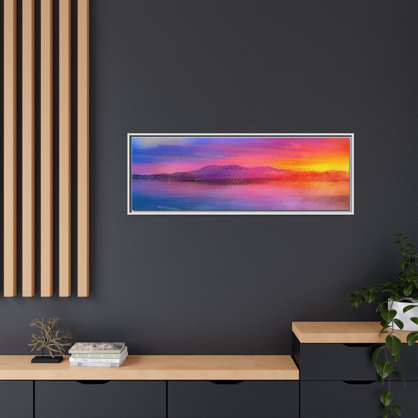 Arran Sunset Framed Panoramic Canvas Art