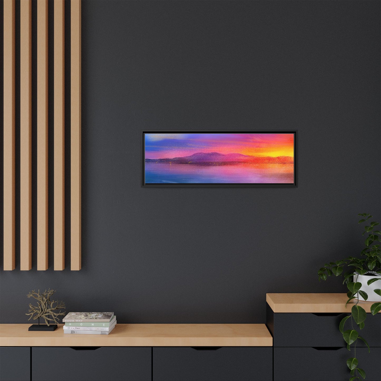Arran Sunset Framed Panoramic Canvas Art